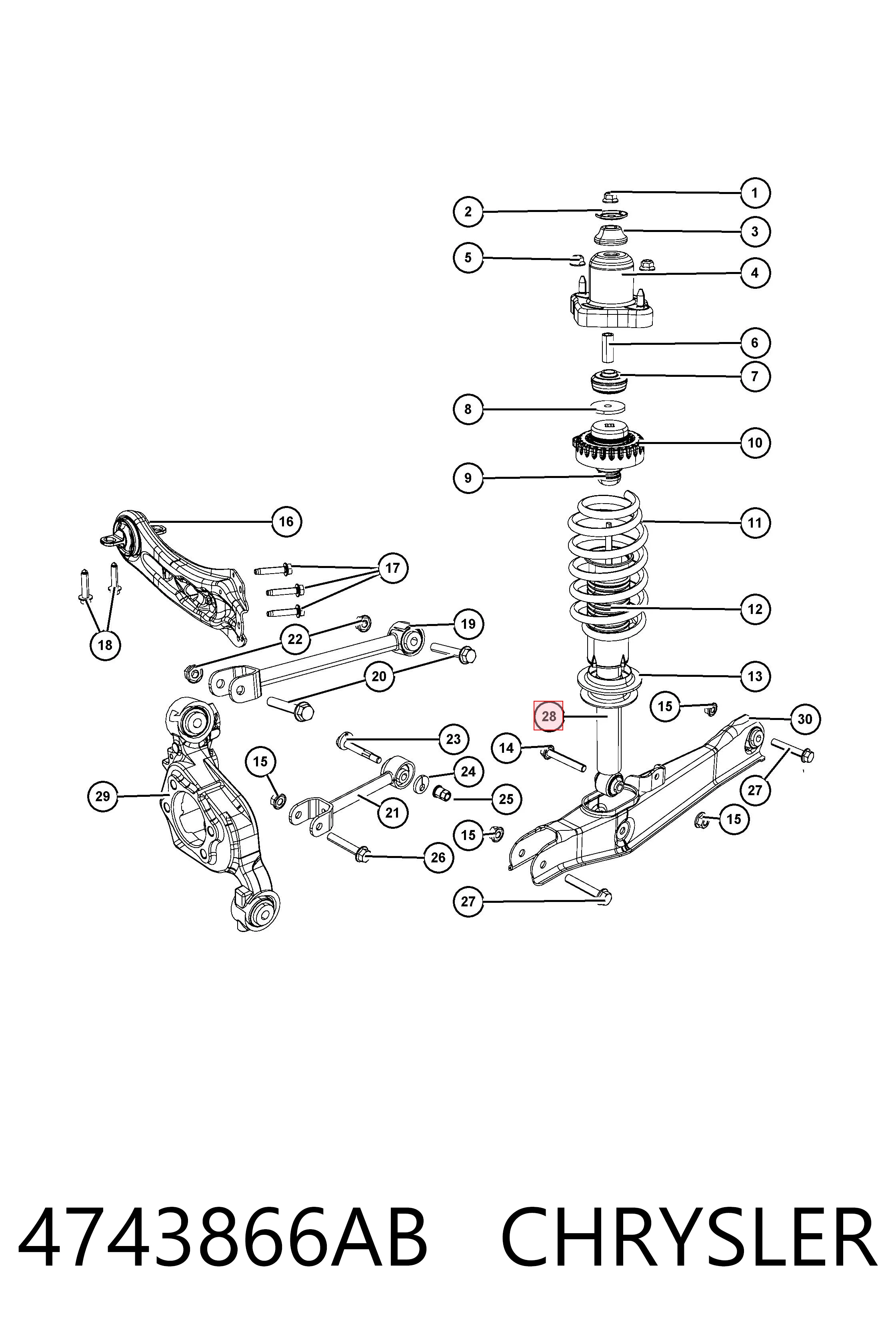 4743866AB Chrysler Amortecedor traseiro