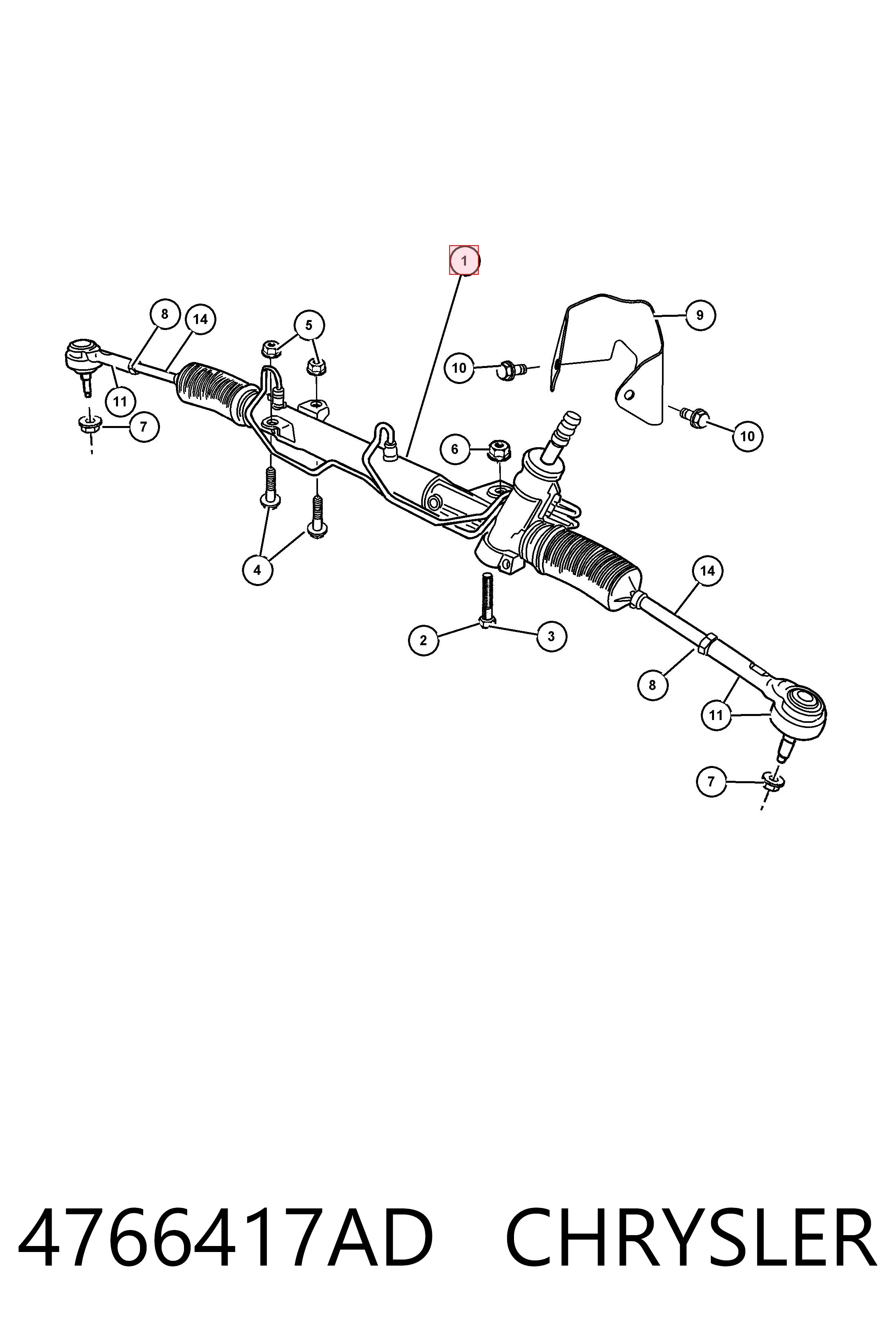 4766417AD Chrysler Cremalheira da direção