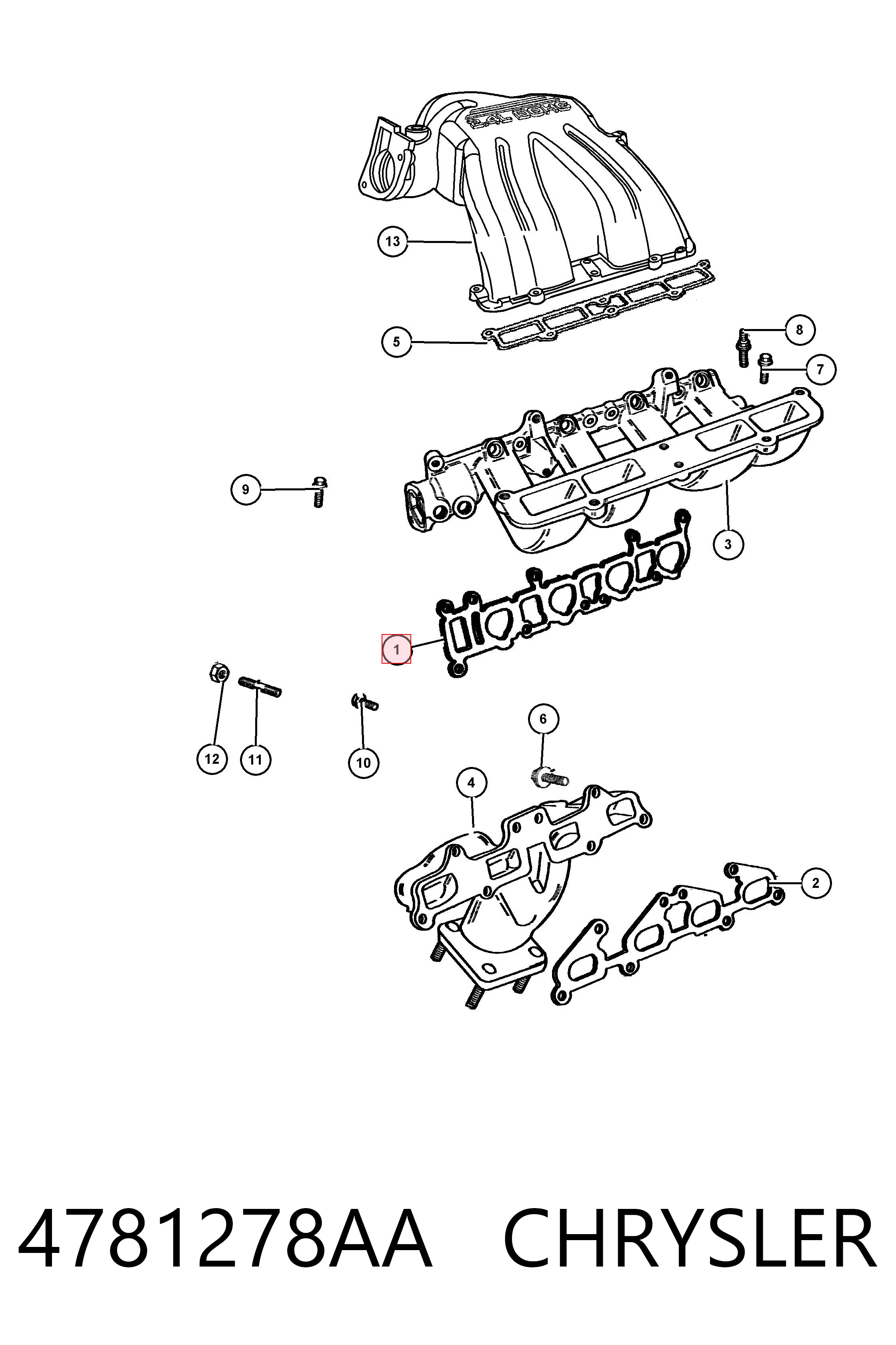 4781278AA Chrysler Vedante de tubo coletor de escape