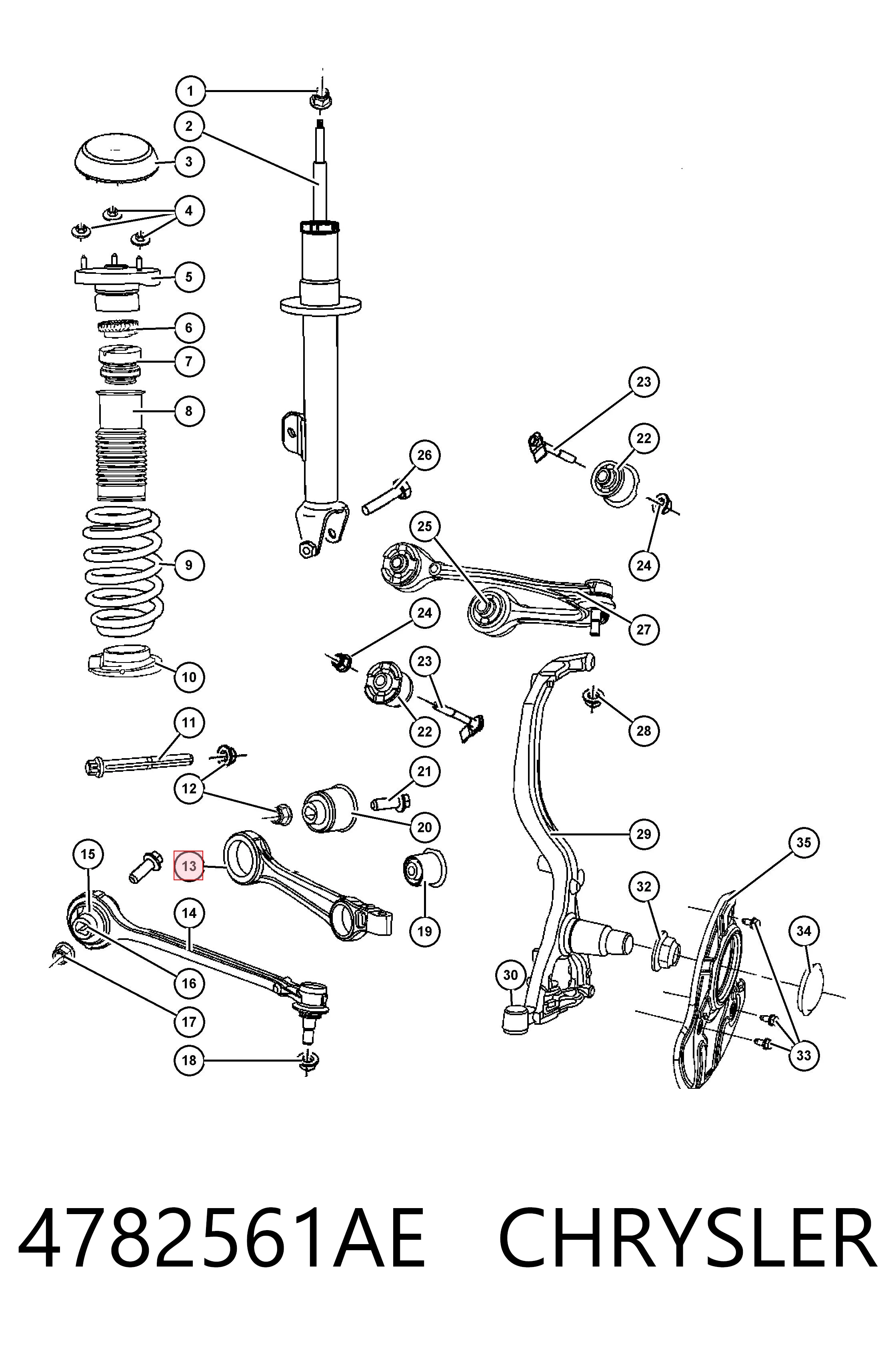 4782561AE Chrysler Braço oscilante inferior esquerdo/direito de suspensão dianteira
