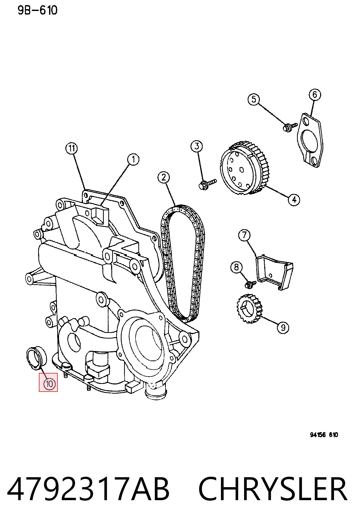 4792317AB Chrysler Vedação dianteira de cambota de motor