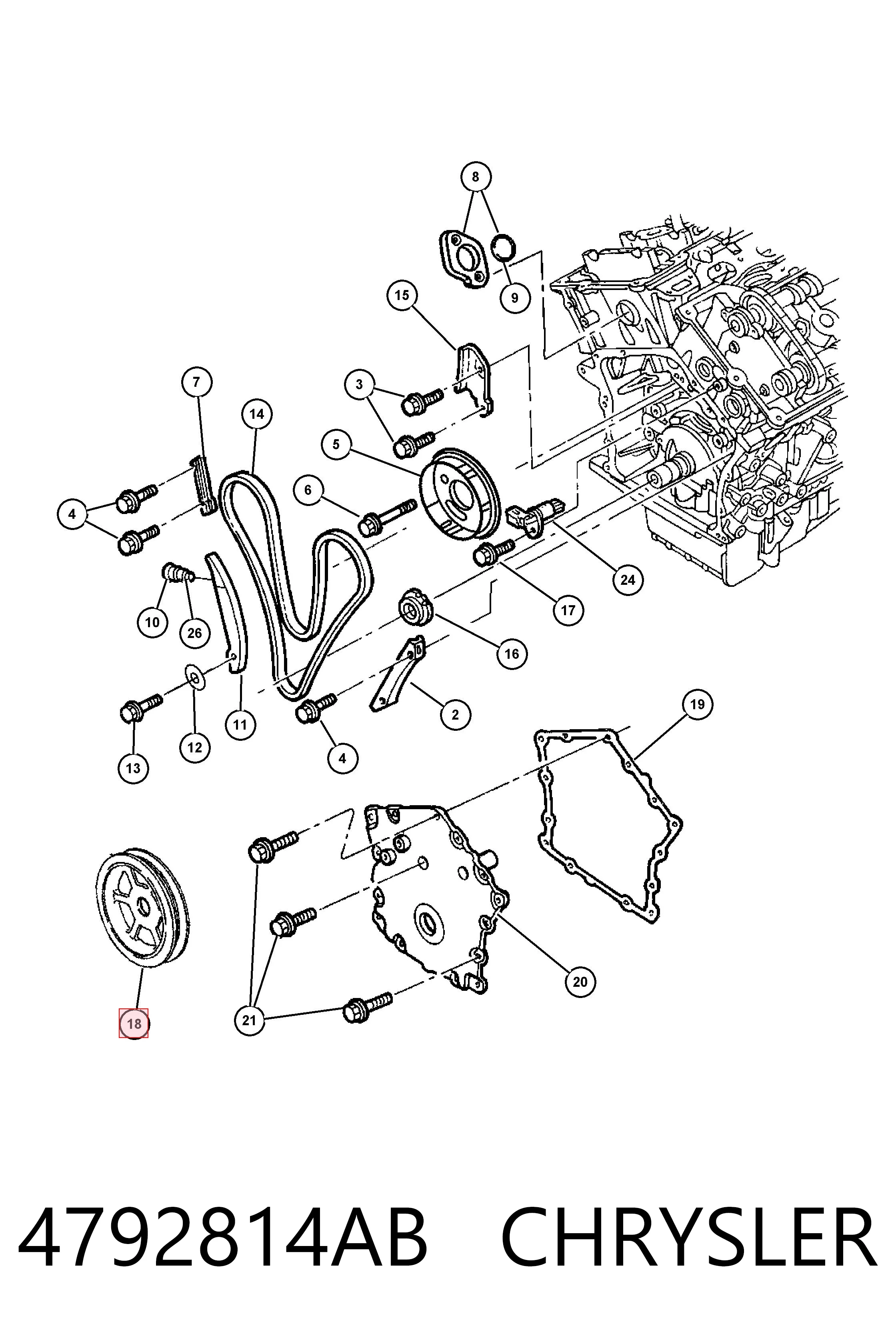 4792814AB Chrysler Polia de cambota