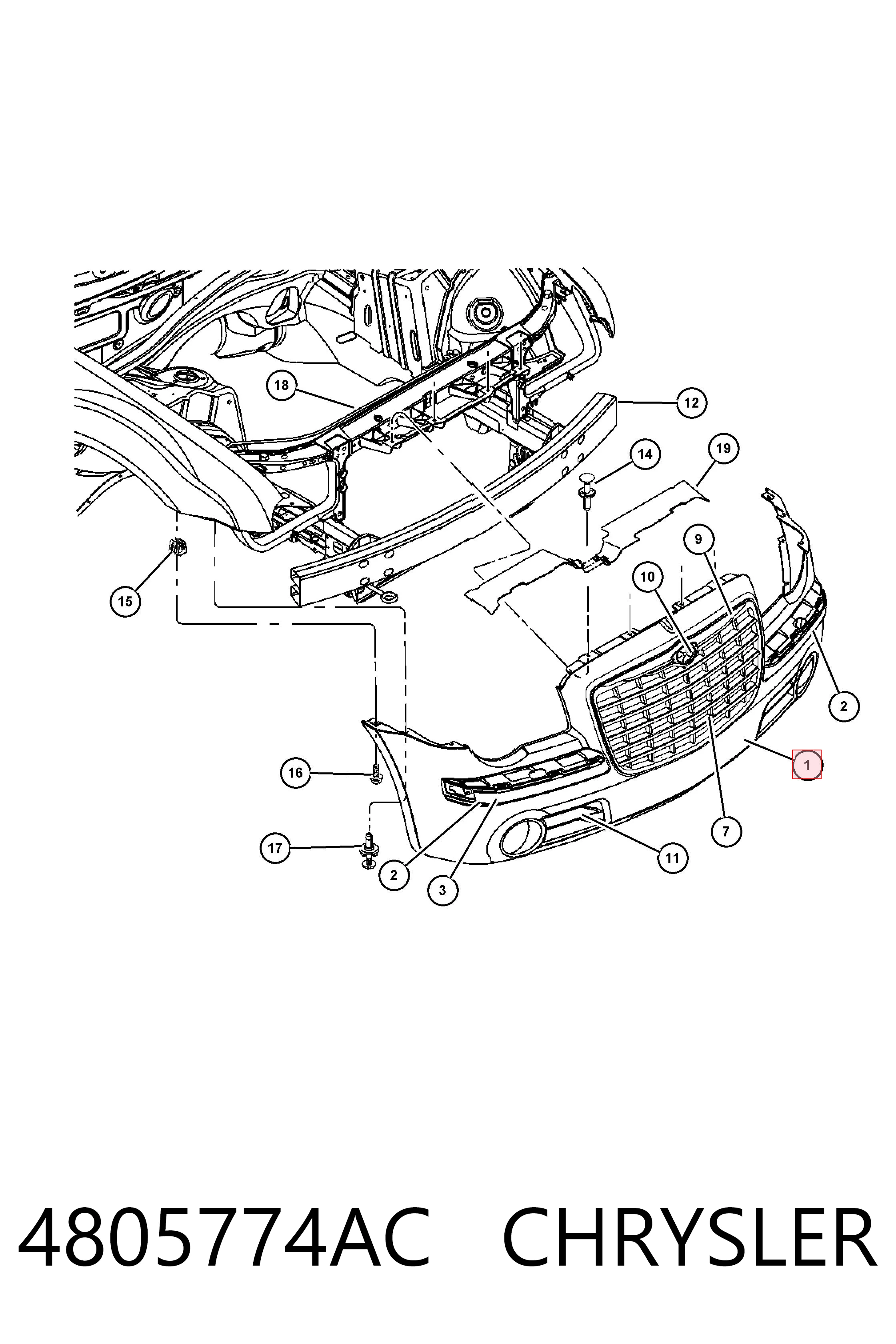 Pára-choque dianteiro para Chrysler 300 C 