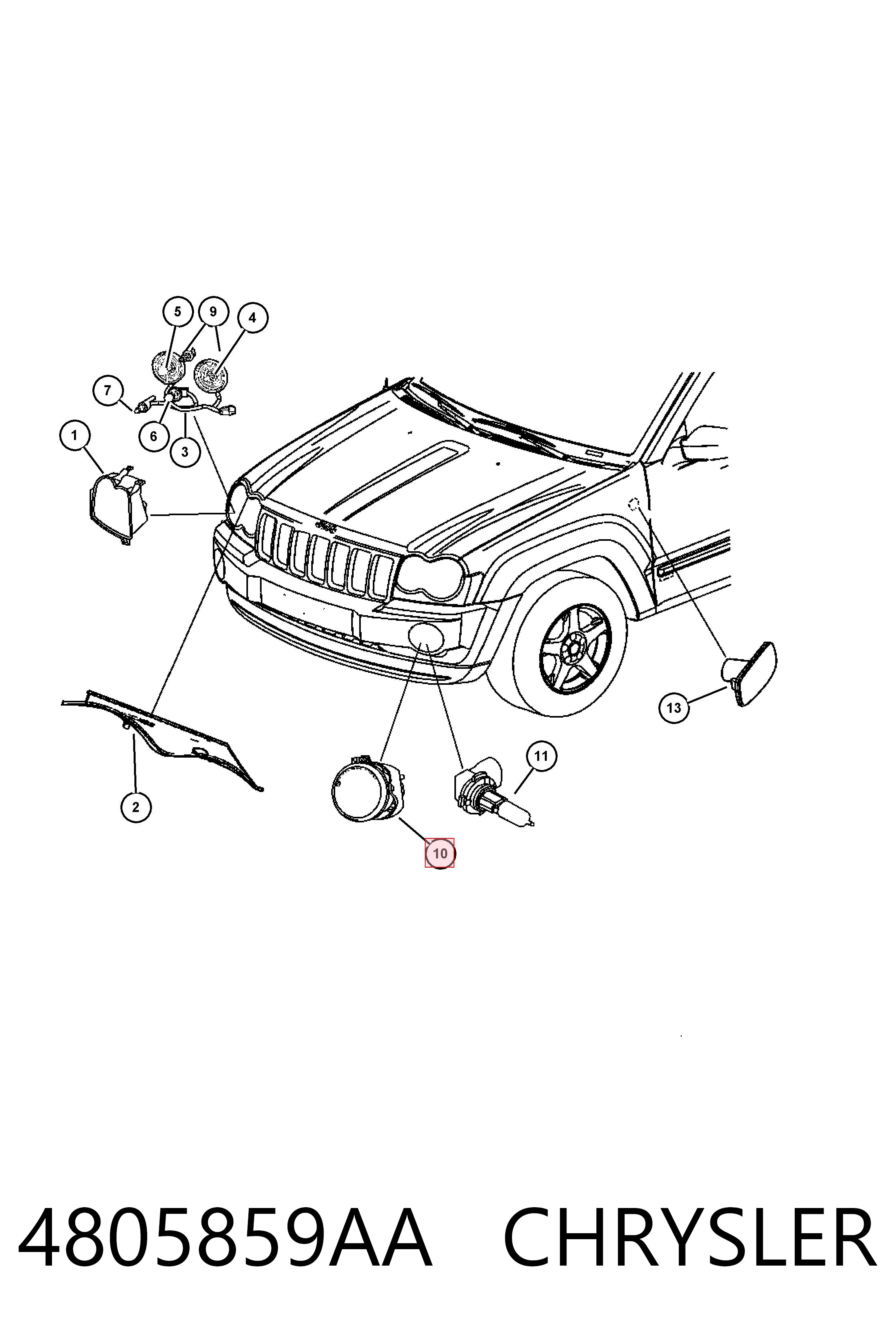 4805859AA Chrysler Luzes de nevoeiro esquerdas/direitas