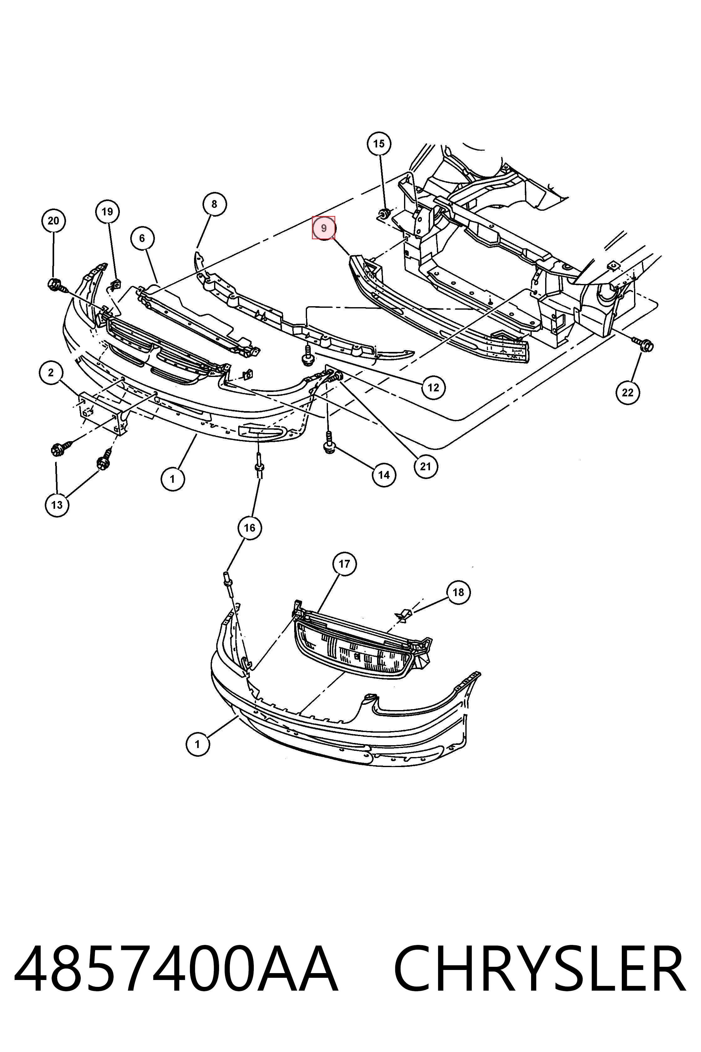 Reforçador do pára-choque dianteiro para Chrysler Voyager II GS 