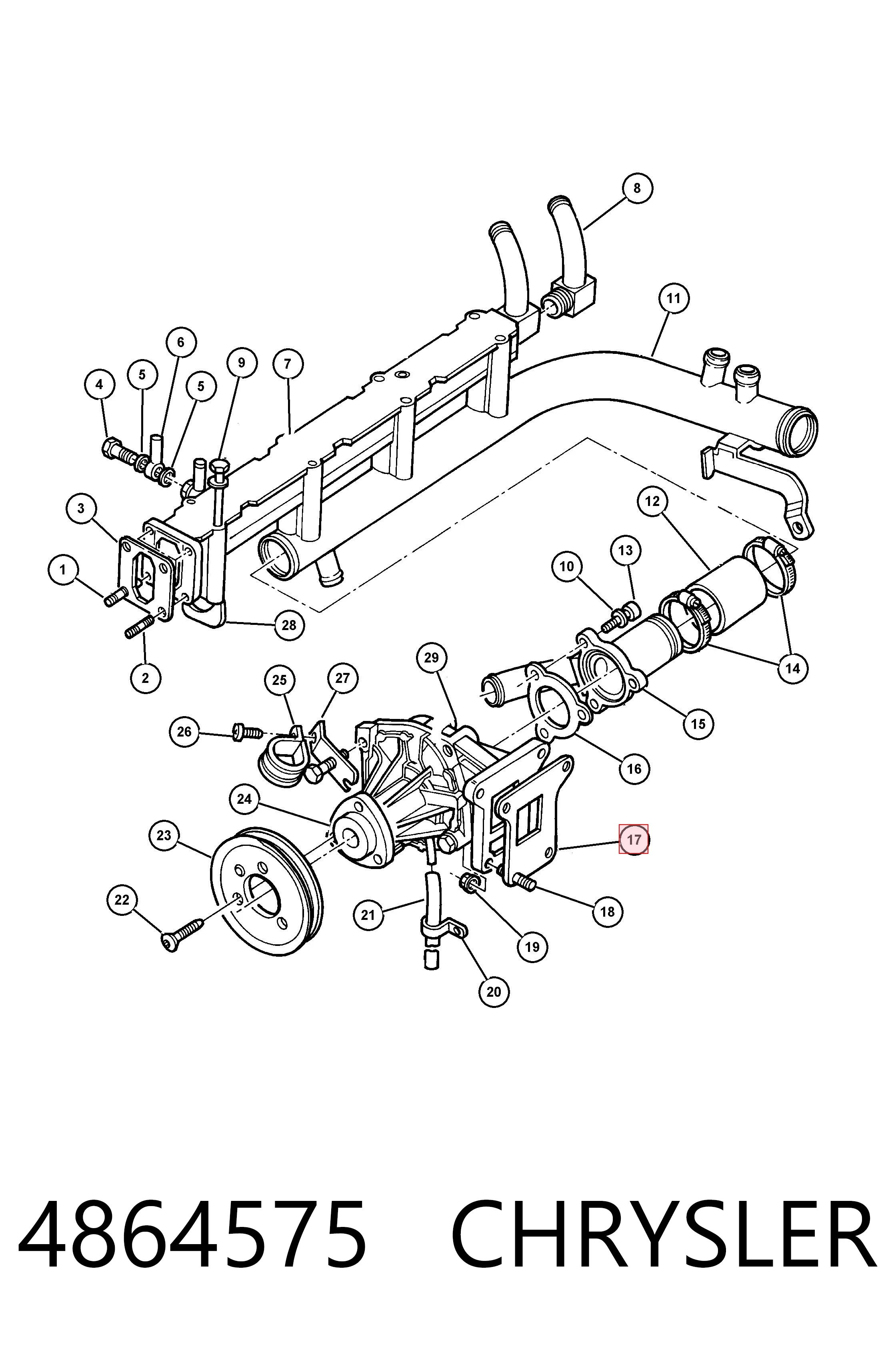 4864575 Chrysler Vedante de bomba de água