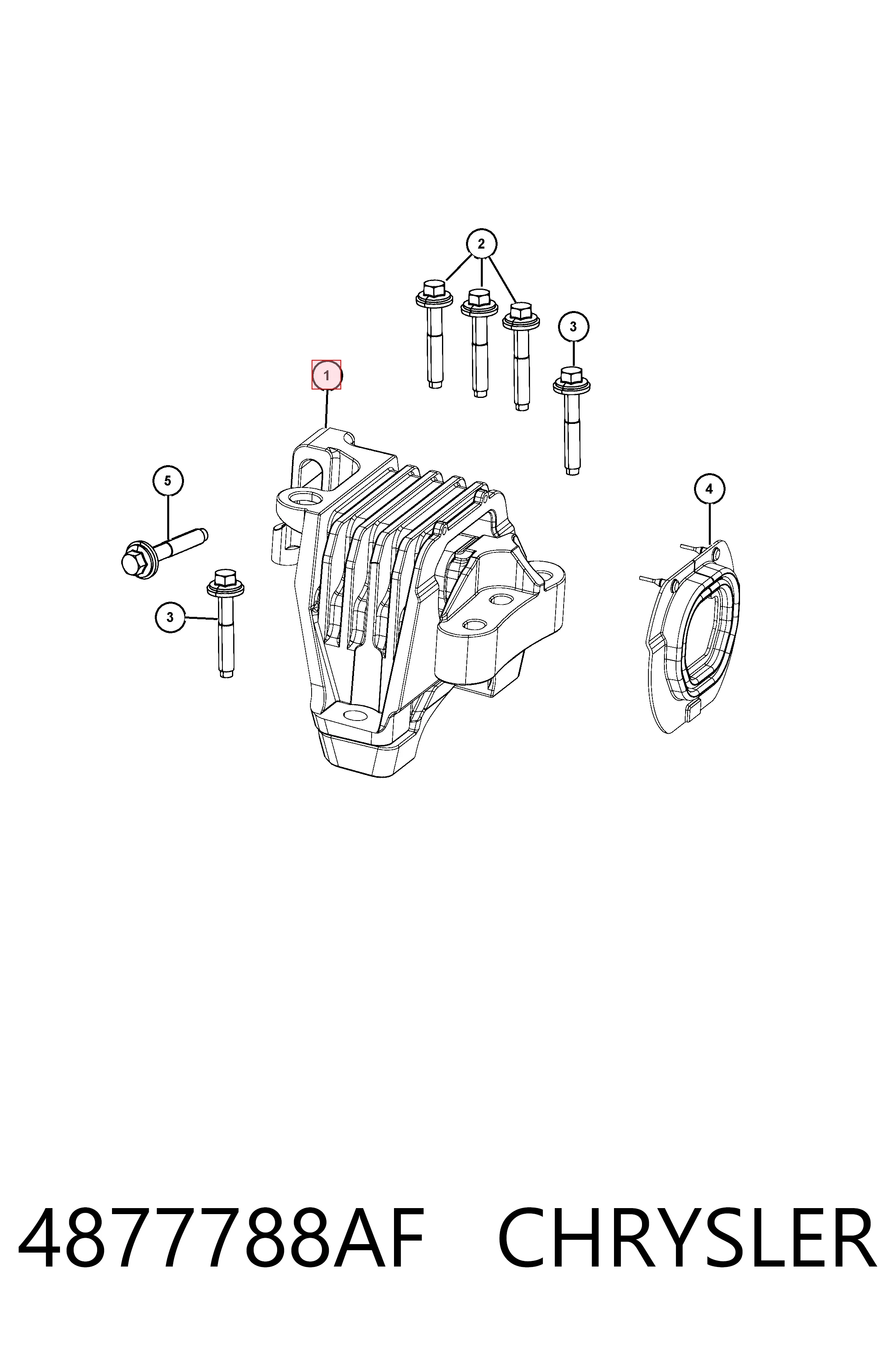 4877788AF Chrysler Coxim (suporte) direito de motor