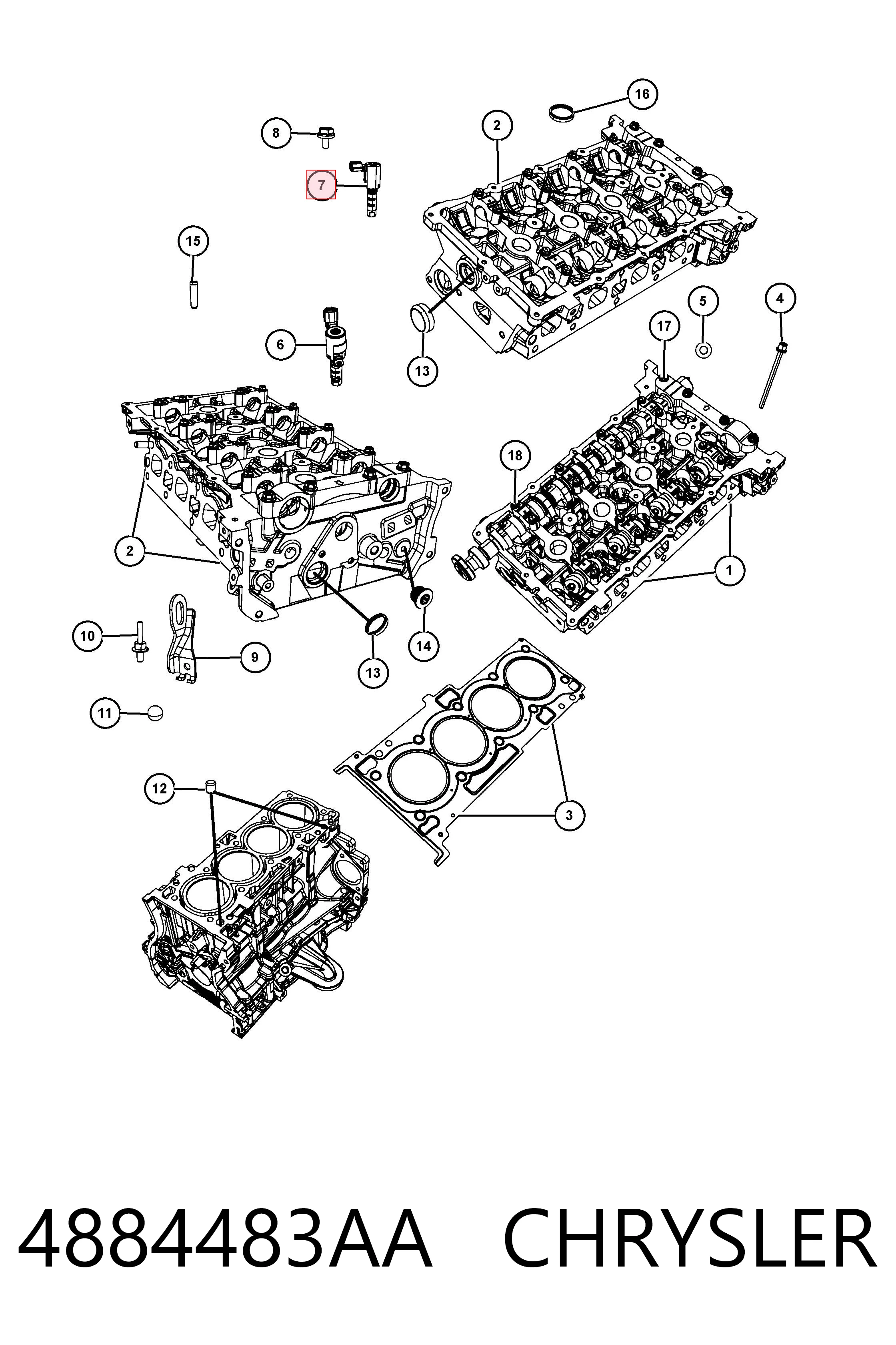 4884483AA Chrysler Válvula eletromagnética de posição (de fases) da árvore distribuidora