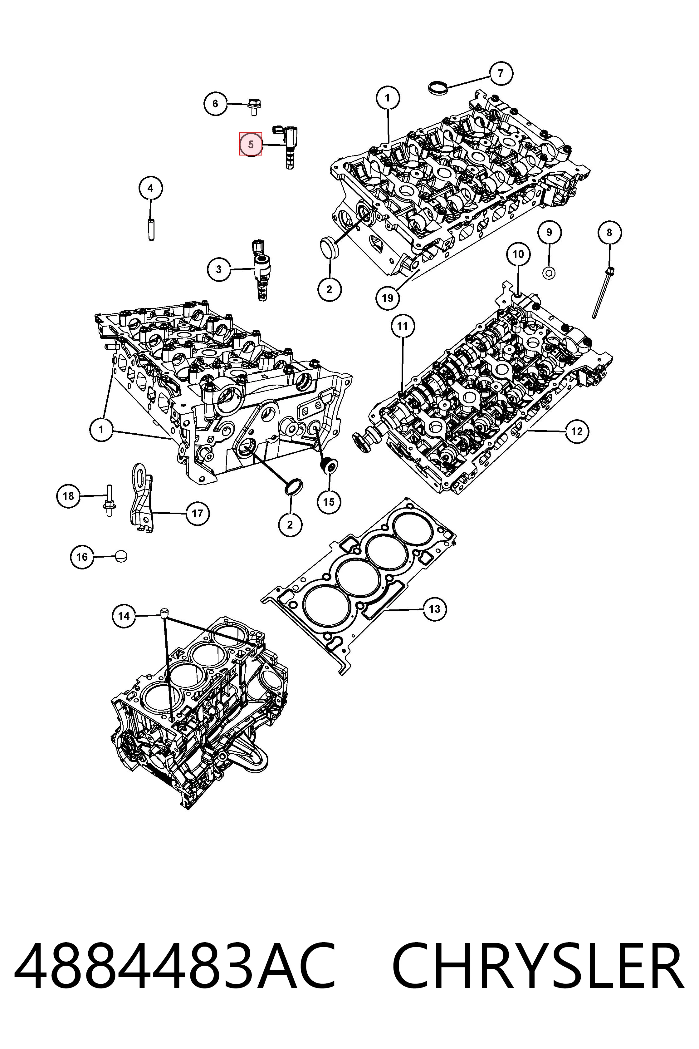 4884483AC Chrysler Válvula eletromagnética de posição (de fases) da árvore distribuidora