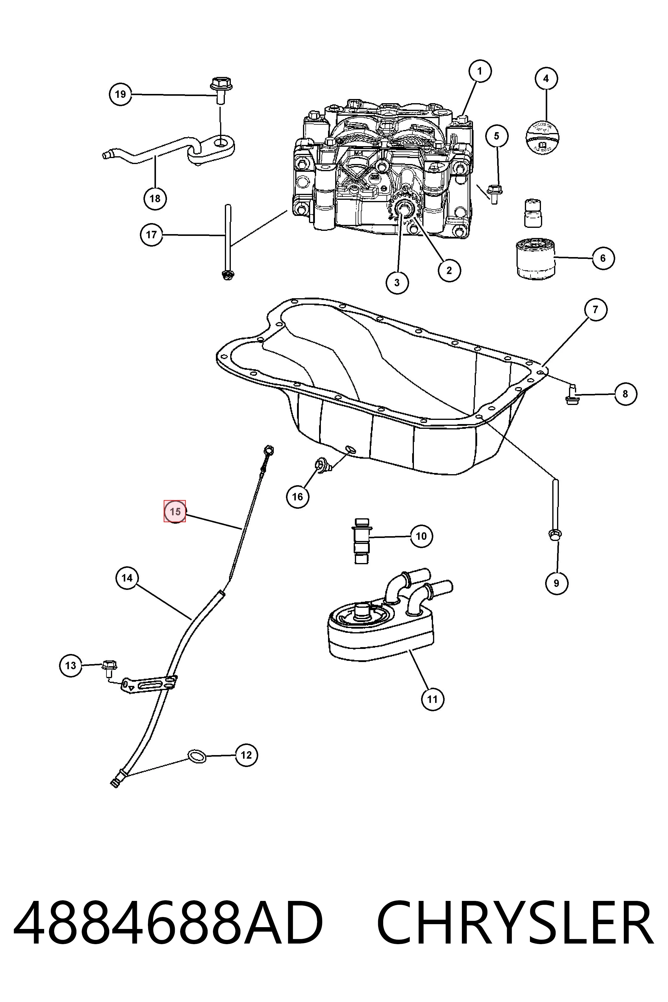 4884688AD Chrysler Sonda (indicador) do nível de óleo no motor