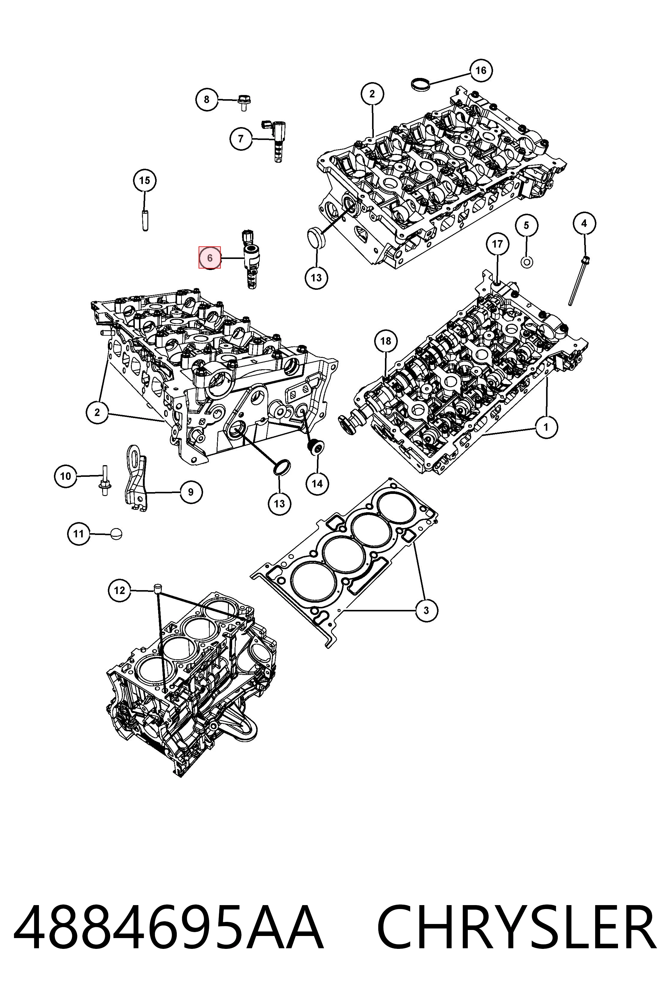 4884695AA Chrysler Válvula eletromagnética de posição (de fases) da árvore distribuidora