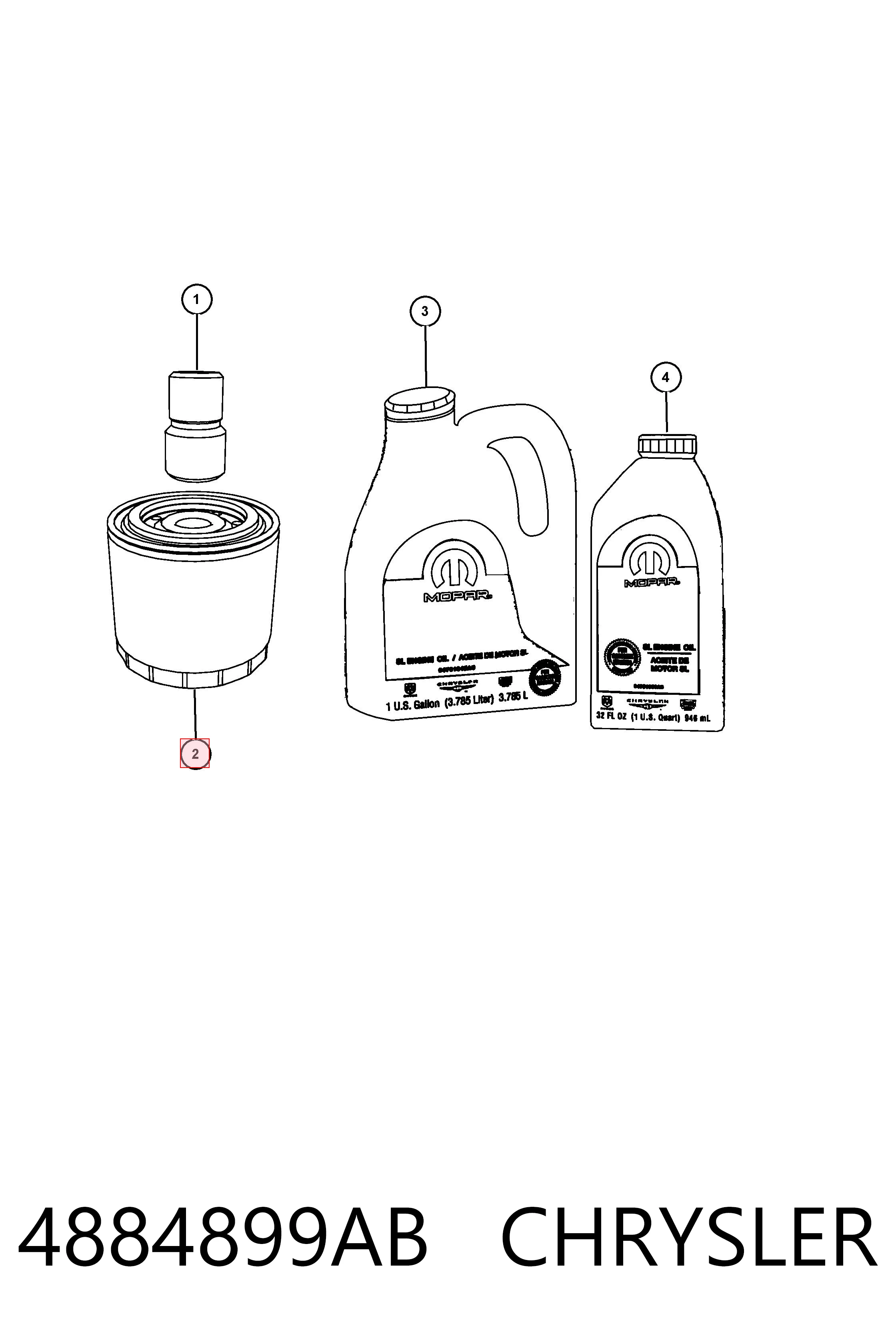 4884899AB Chrysler Filtro de óleo