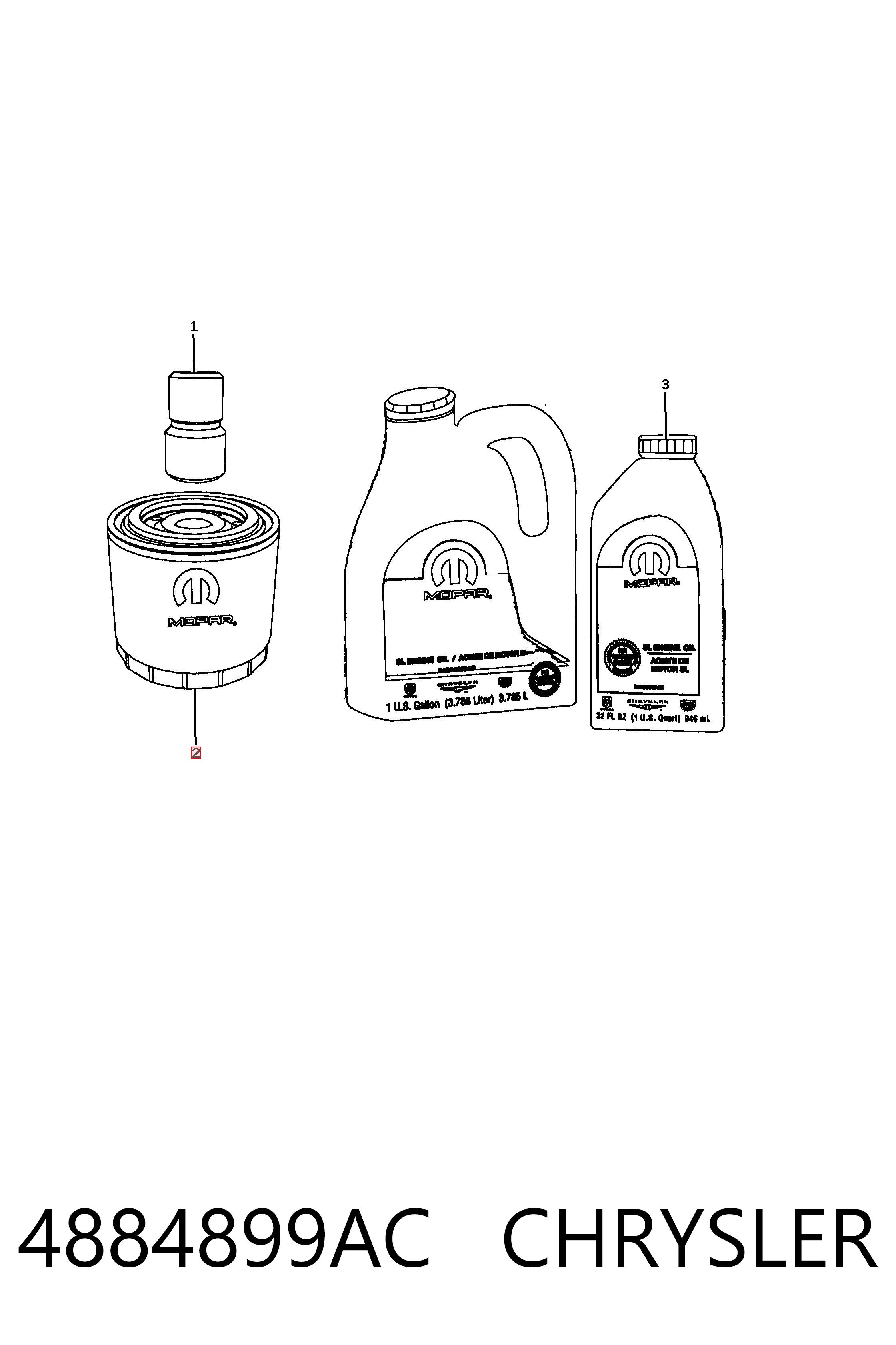 4884899AC Chrysler Filtro de óleo