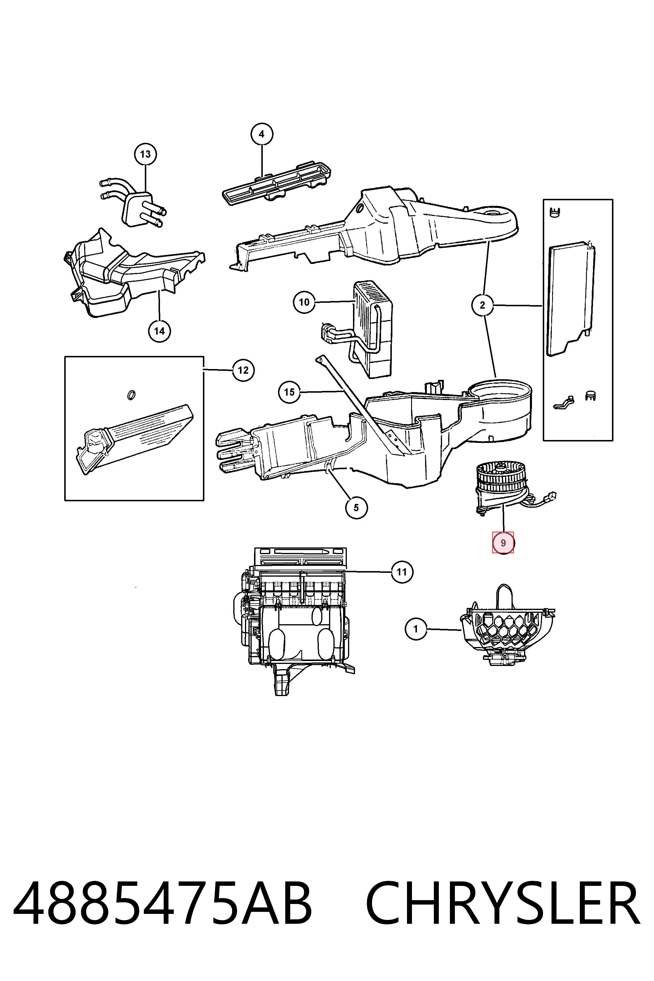 Motor de ventilador de forno (de aquecedor de salão) K04885475AB Fiat/Alfa/Lancia