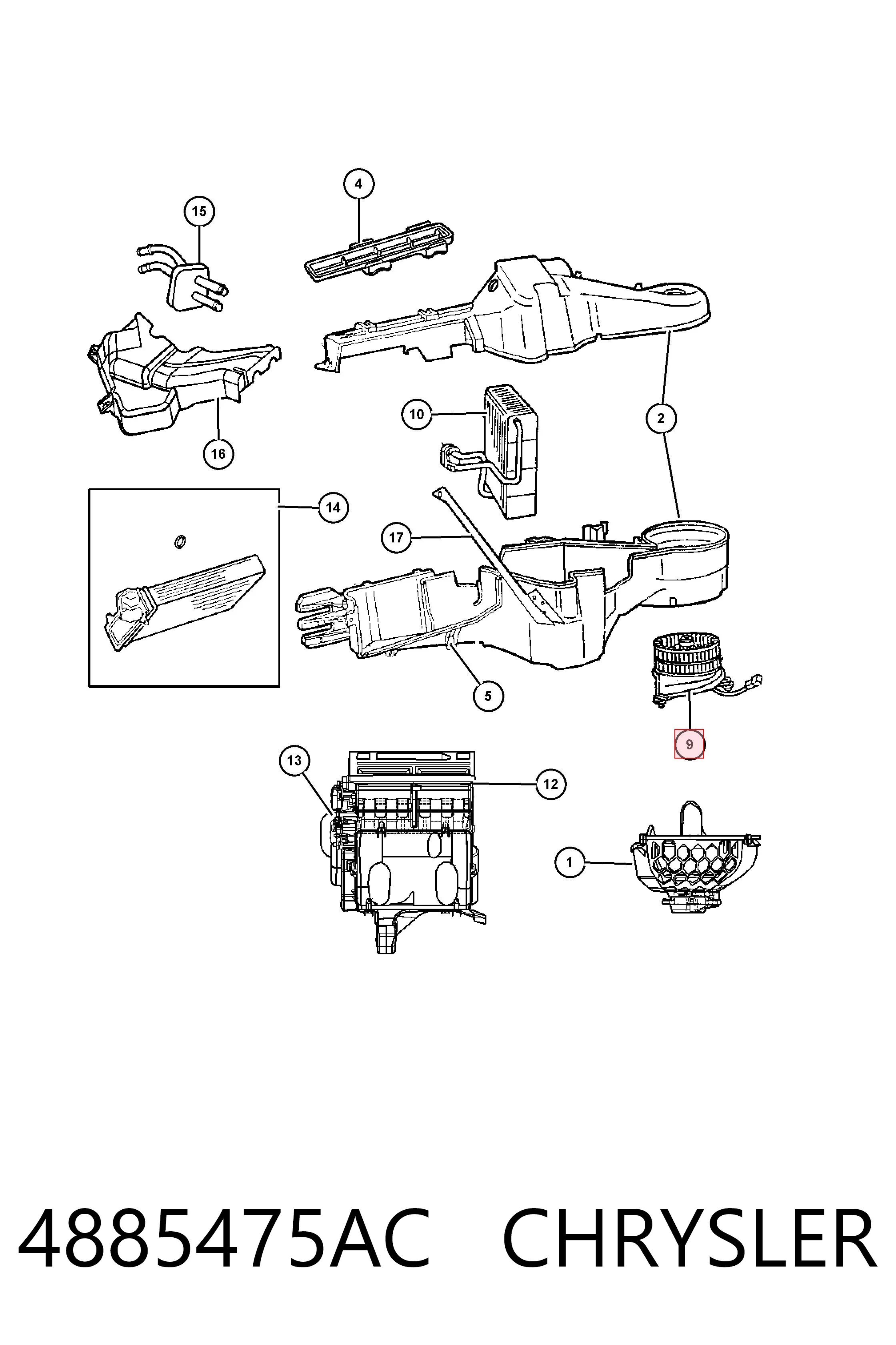 4885475AC Chrysler Motor de ventilador de forno (de aquecedor de salão)