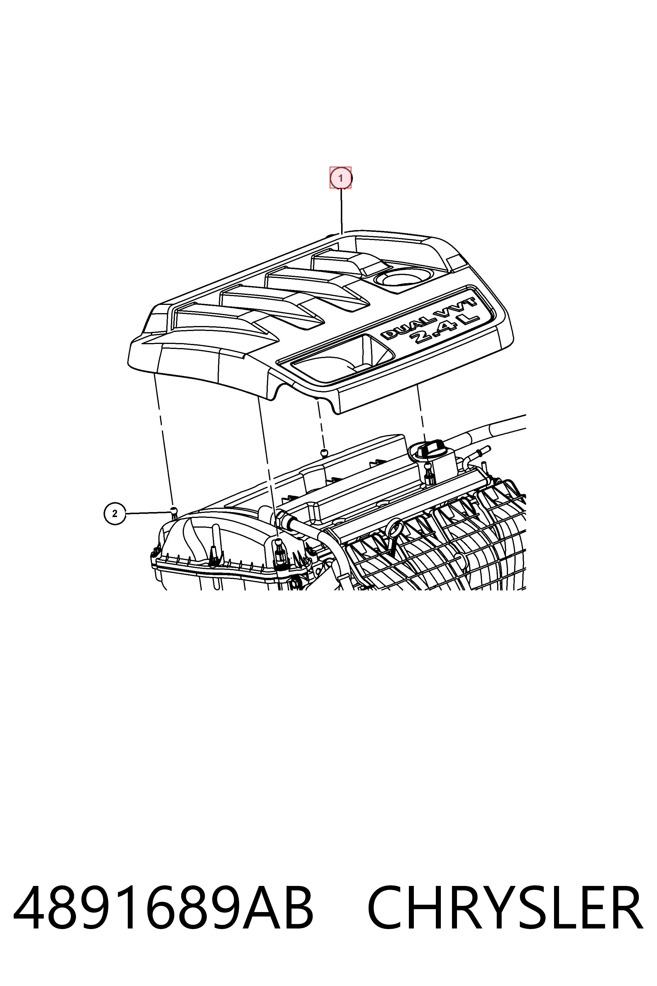 4891689AB Chrysler Tampa de motor decorativa