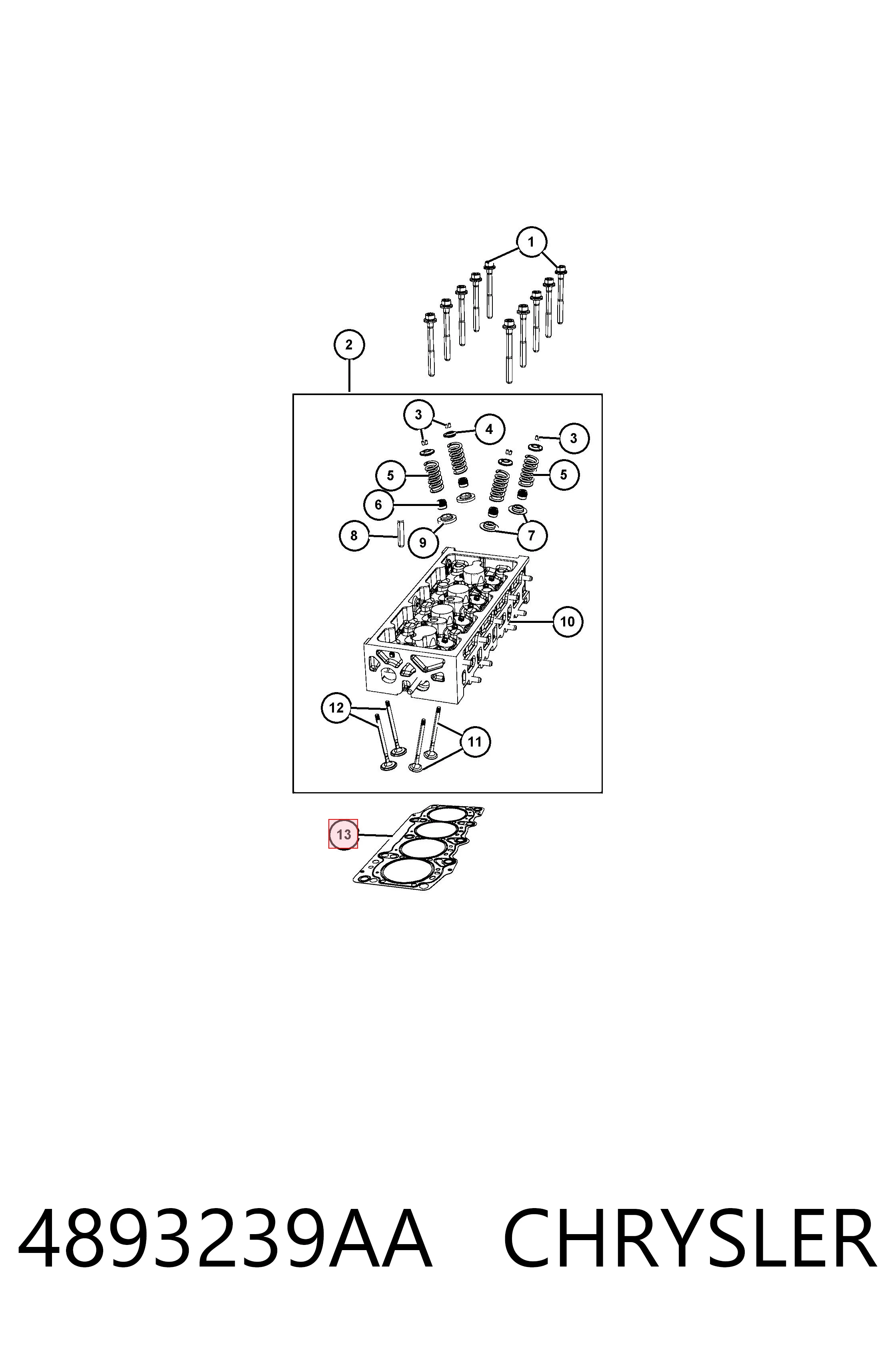 4893239AA Chrysler Vedante de cabeça de motor (CBC)