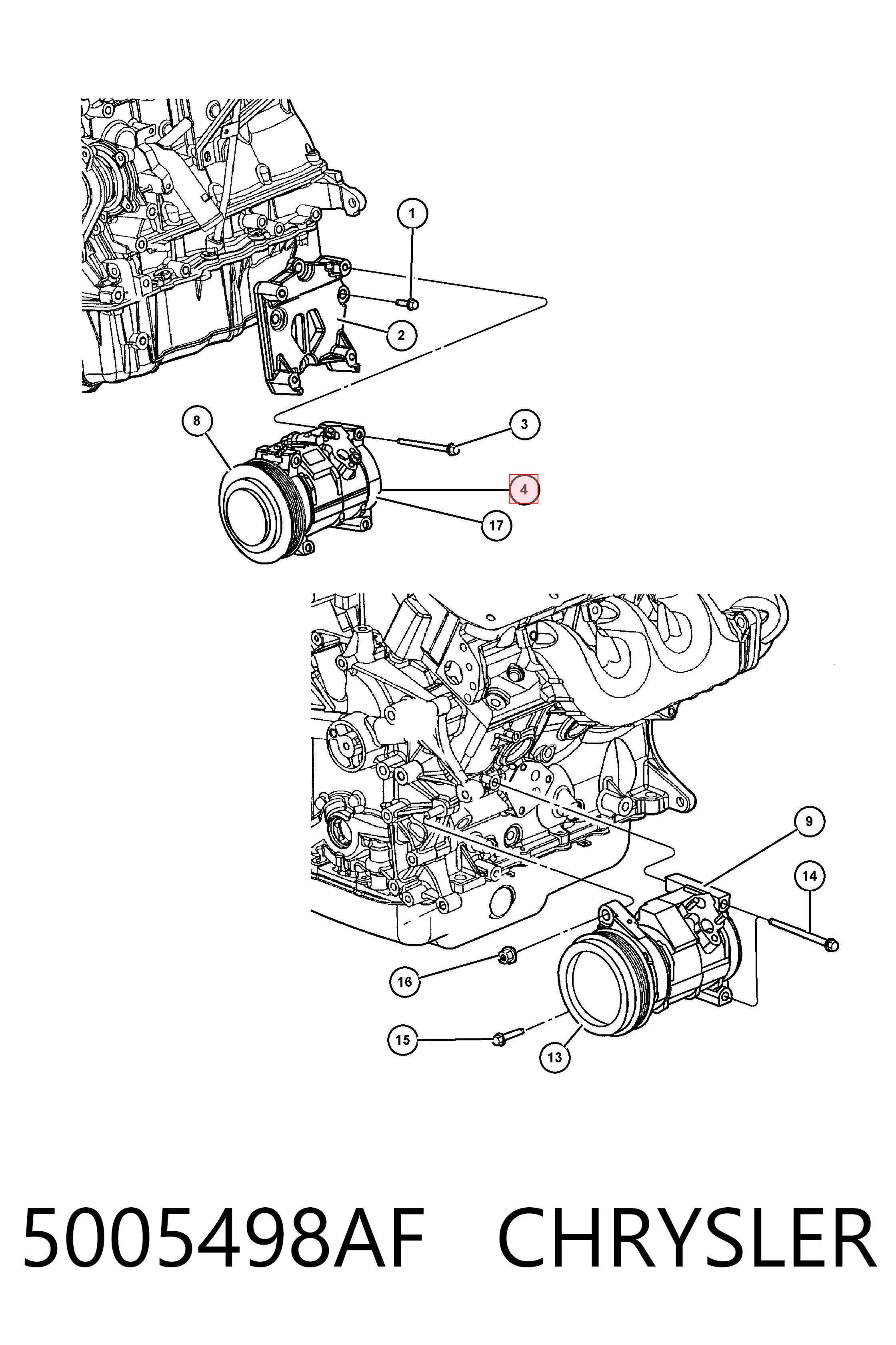5005498AF Chrysler Compressor de aparelho de ar condicionado