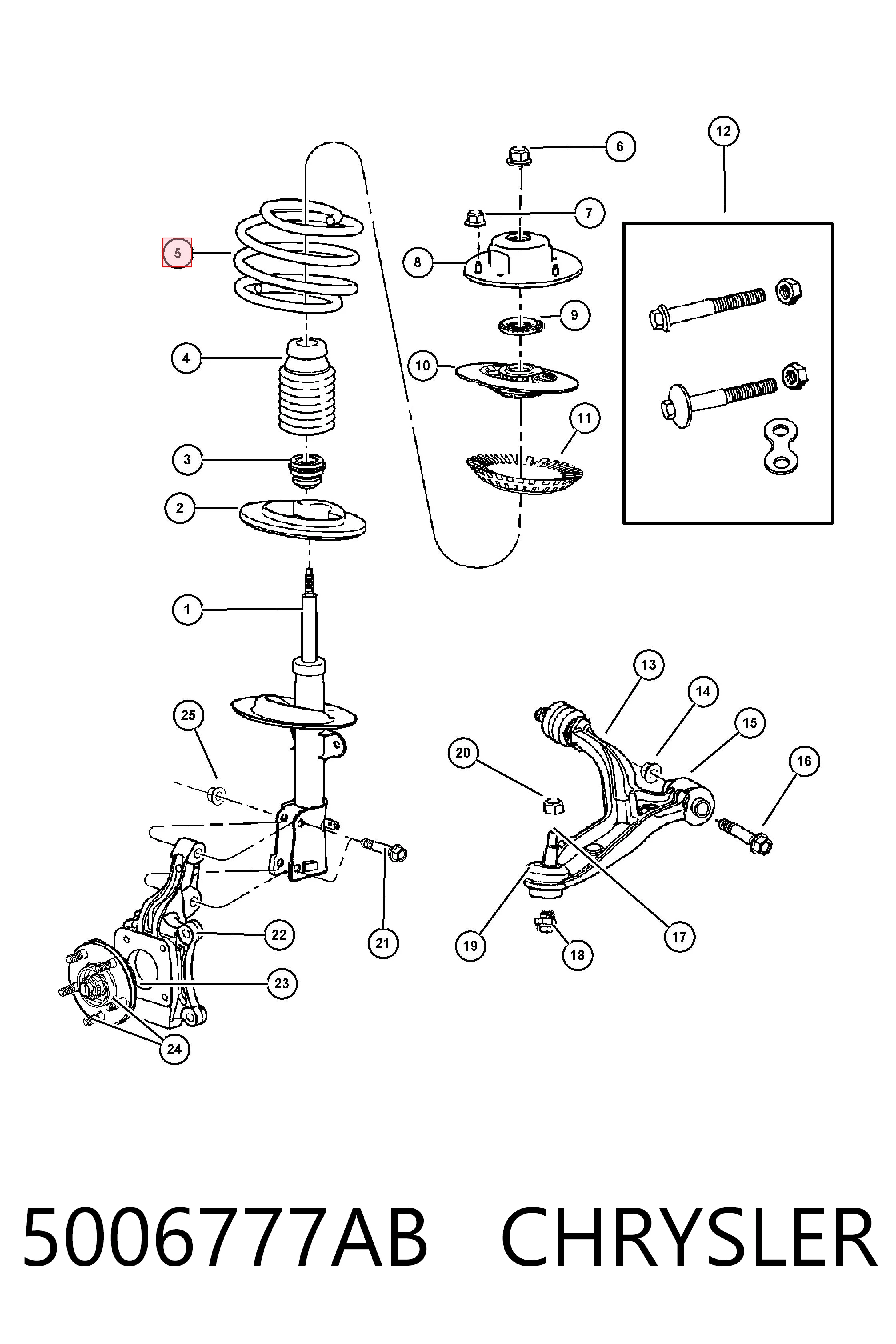5006777AB Chrysler Mola dianteira esquerda