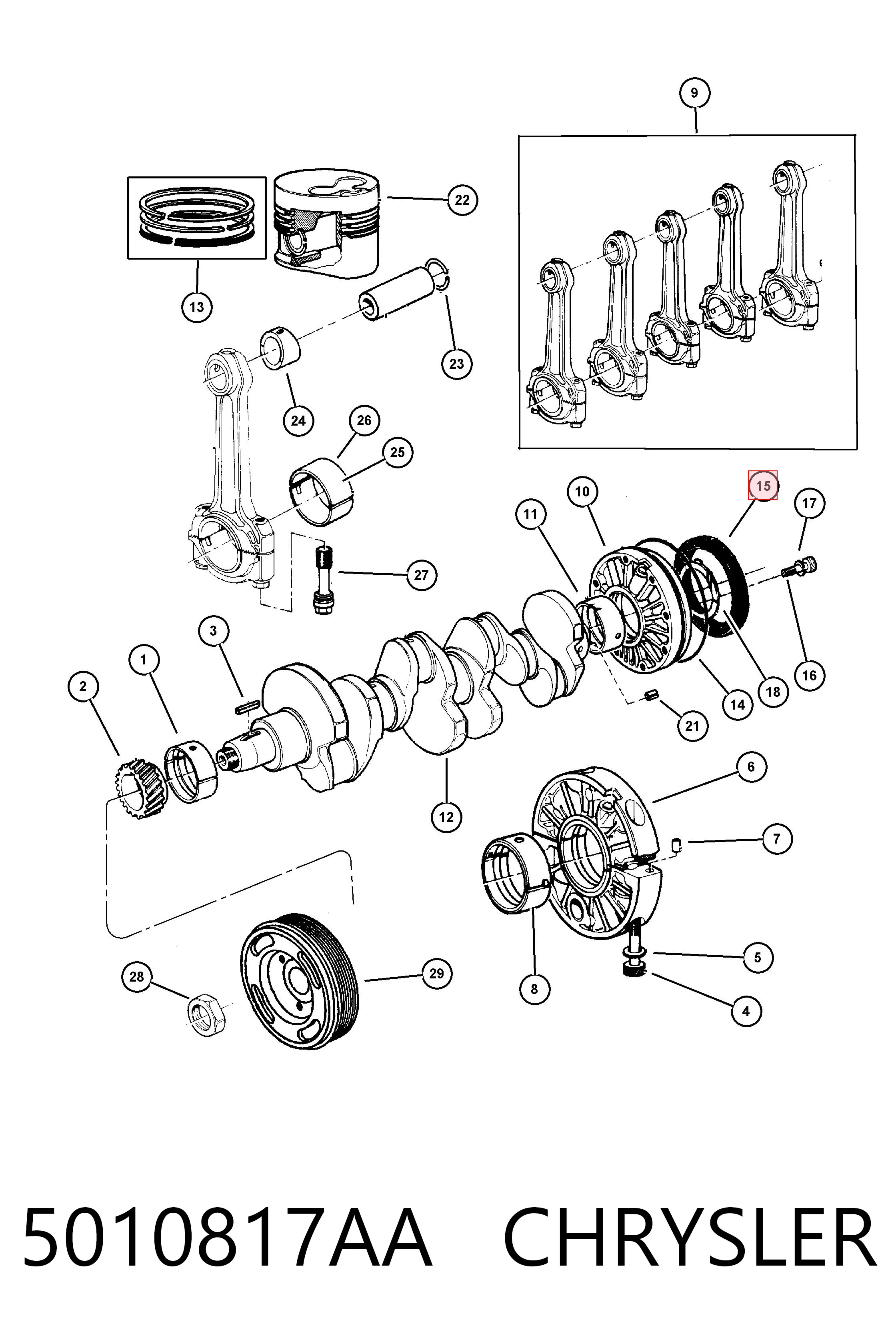 K05010817AA Fiat/Alfa/Lancia Vedação traseira de cambota de motor