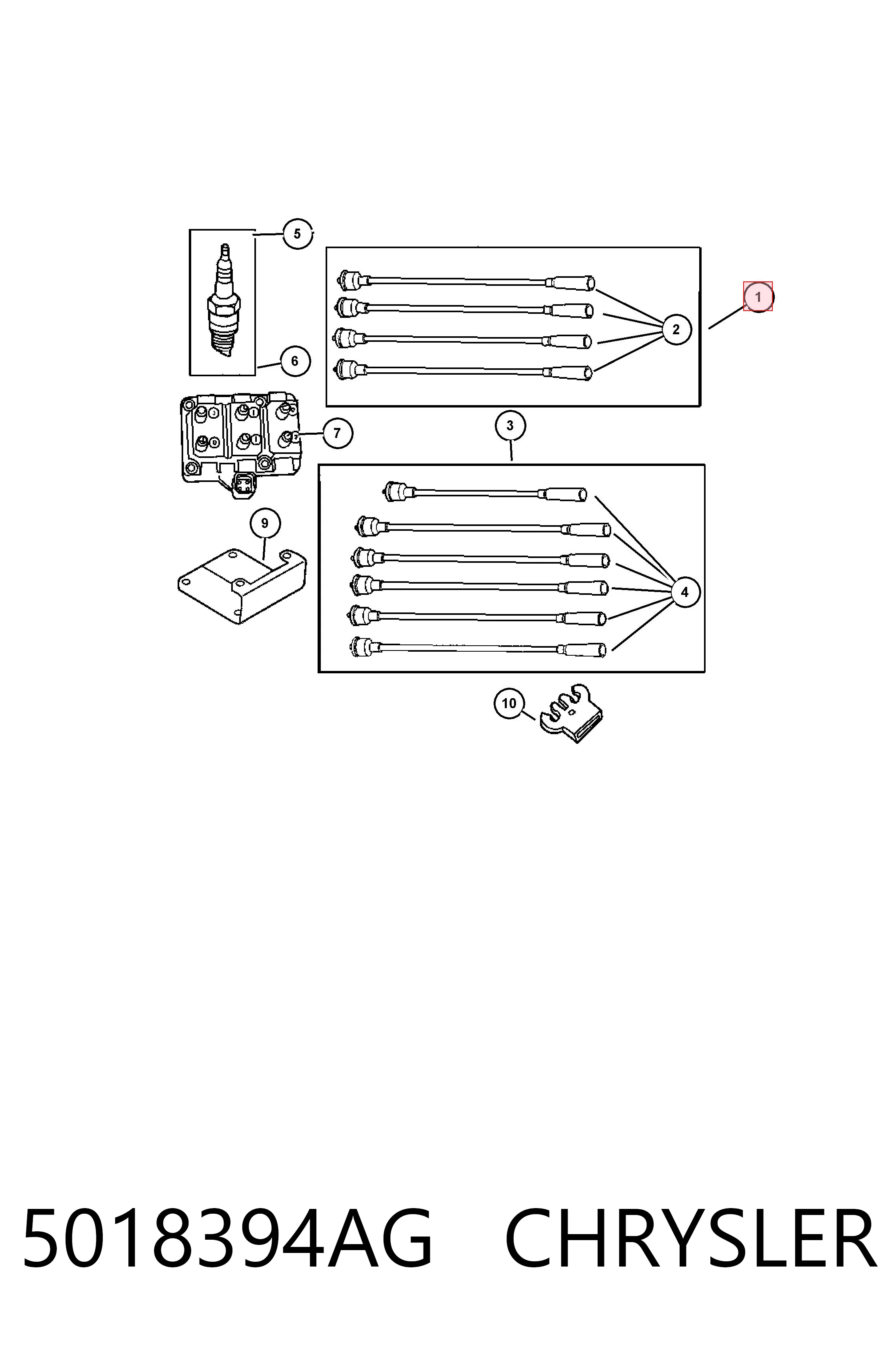 5018394AG Chrysler Fios de alta voltagem, kit