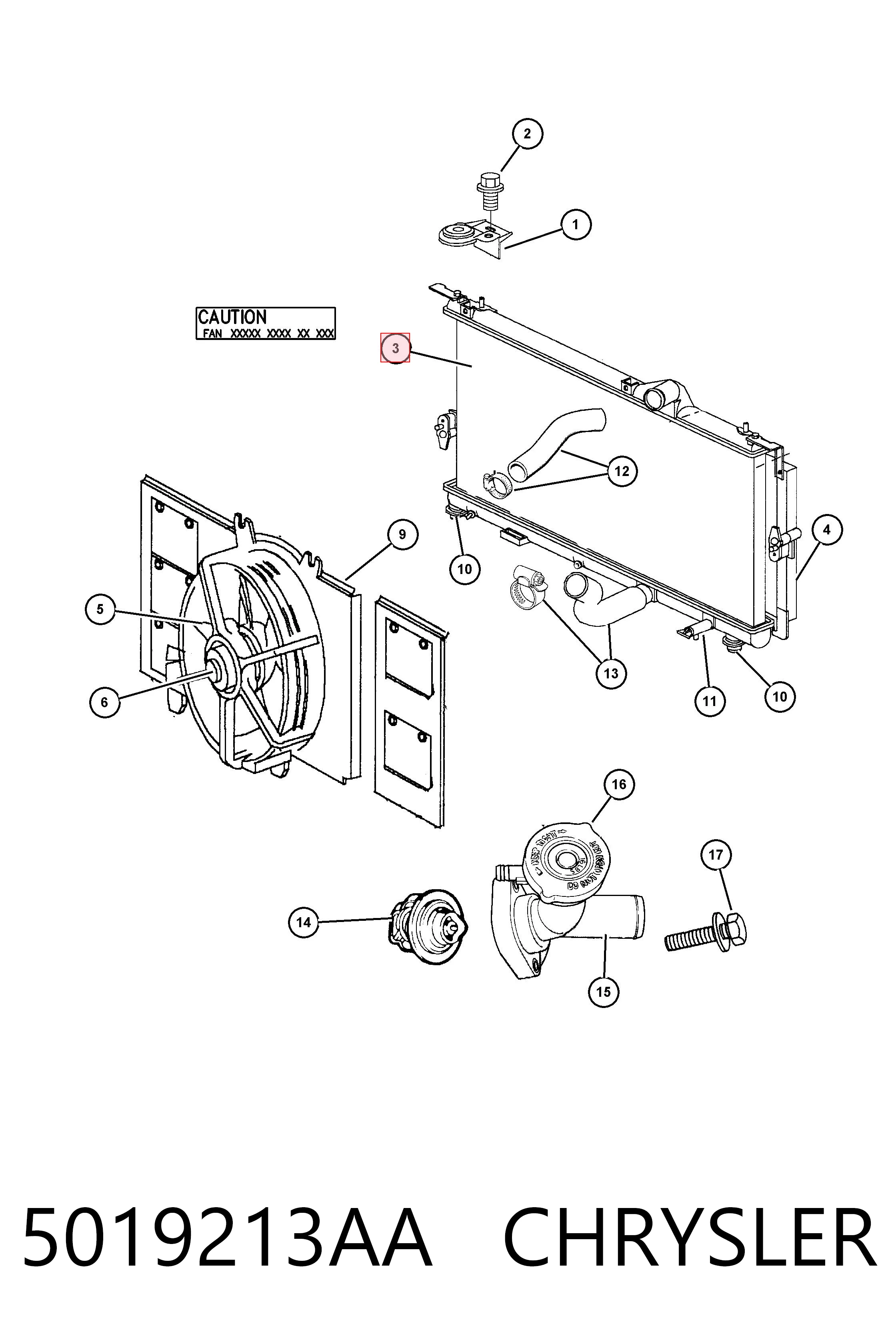 5019213AA Chrysler Radiador de esfriamento de motor