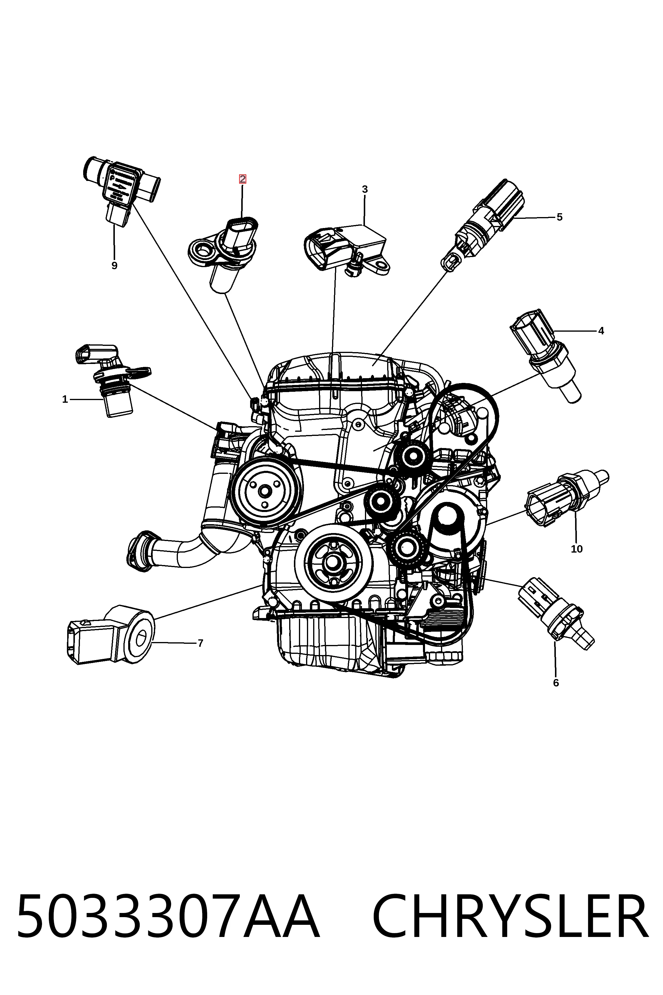 5033307AA Chrysler Sensor de posição (de revoluções) de cambota