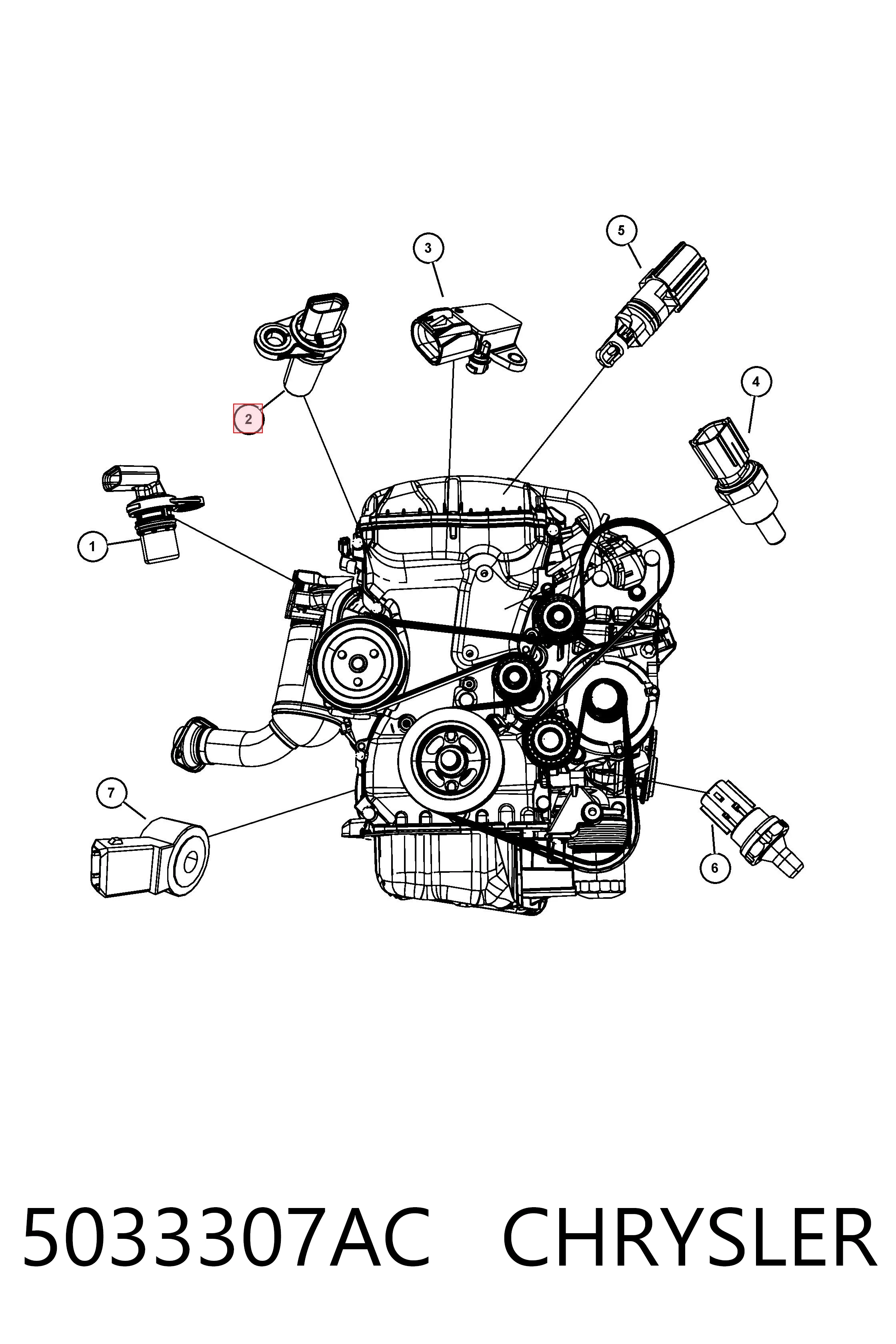 5033307AC Chrysler Sensor de posição (de revoluções) de cambota