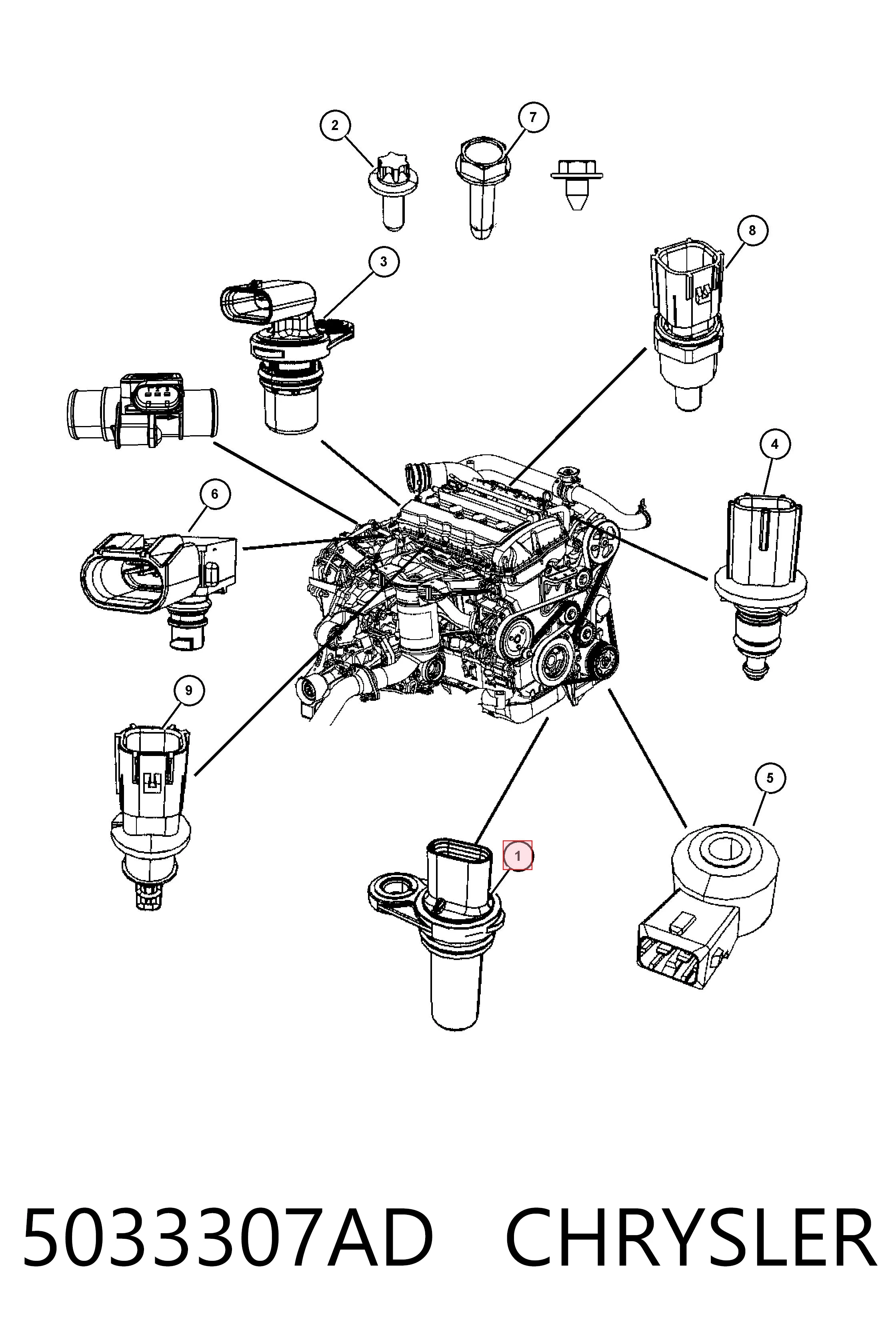 5033307AD Chrysler Sensor de posição (de revoluções) de cambota