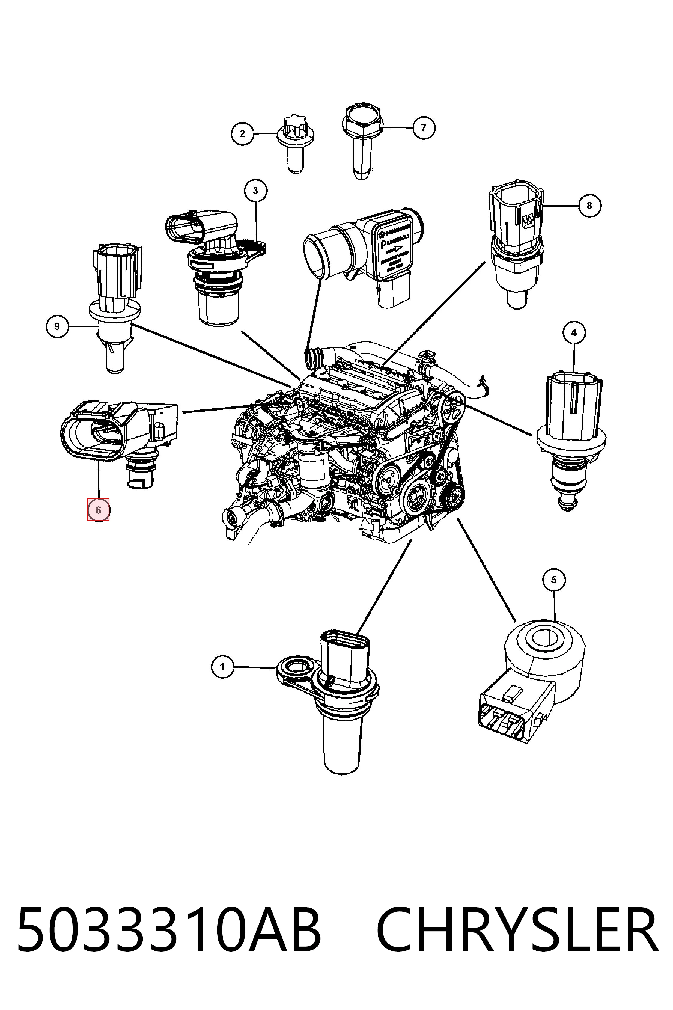5033310AB Chrysler Sensor de pressão no coletor de admissão, MAP