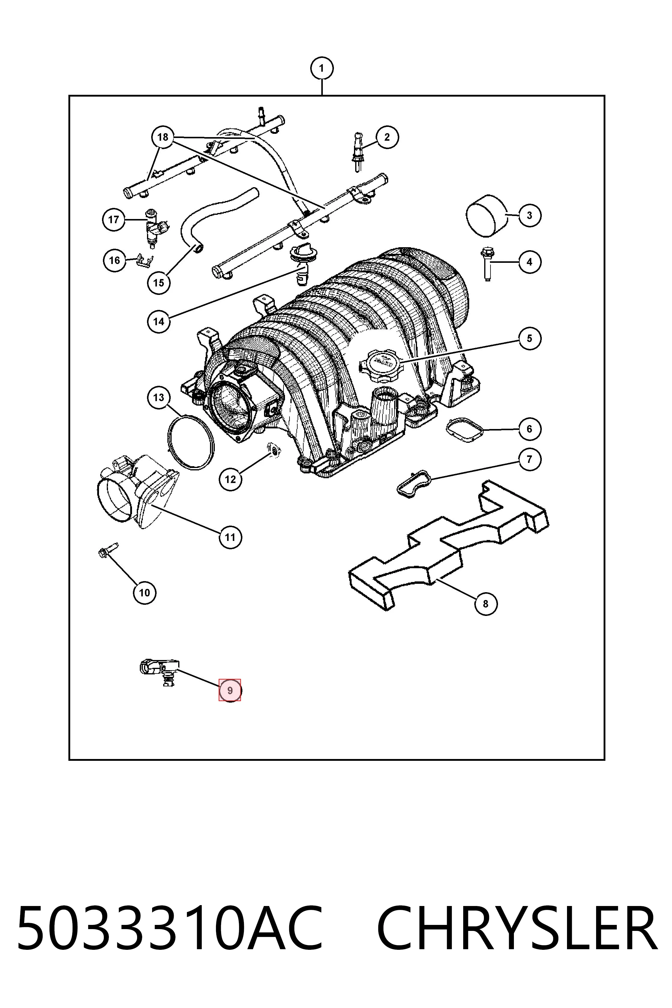 5033310AC Chrysler Sensor de pressão no coletor de admissão, MAP