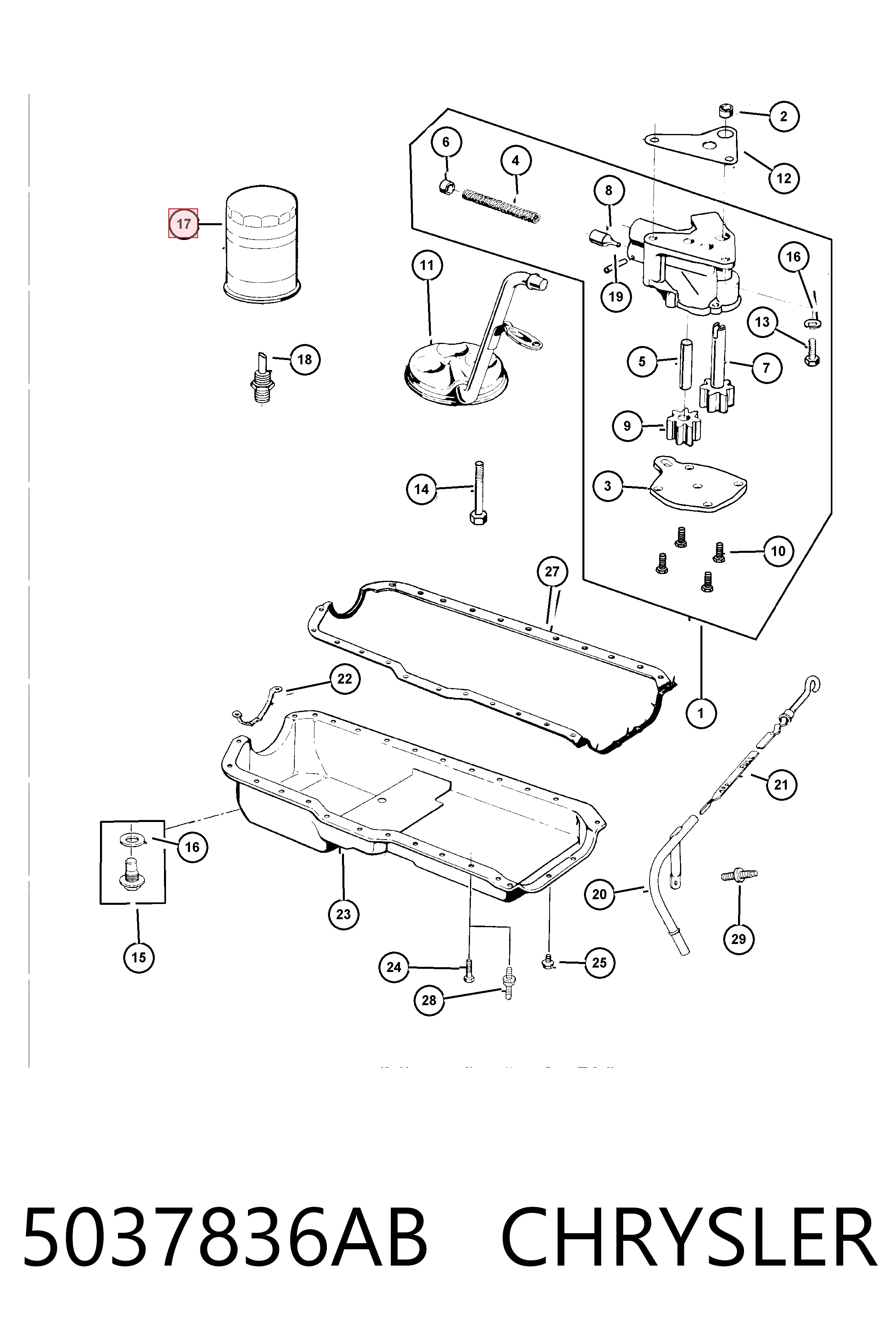 5037836AB Chrysler Filtro de óleo