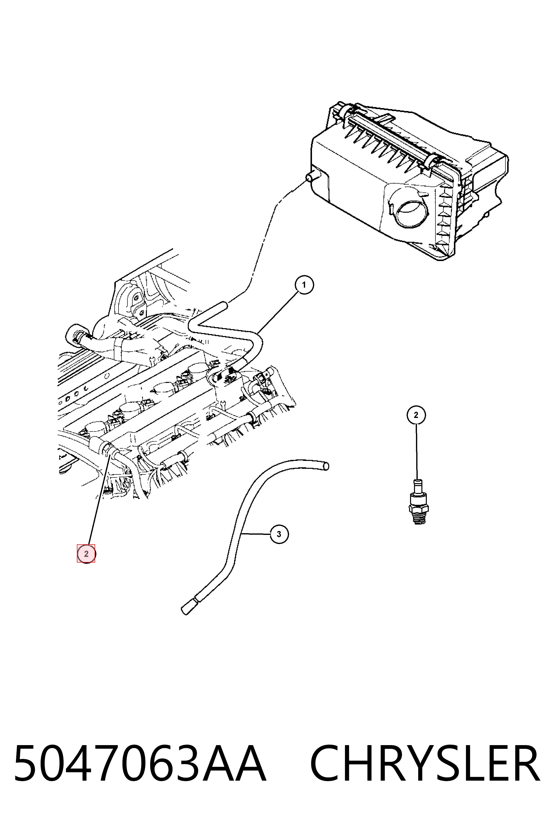 5047063AA Chrysler Válvula PCV de ventilação dos gases de cárter