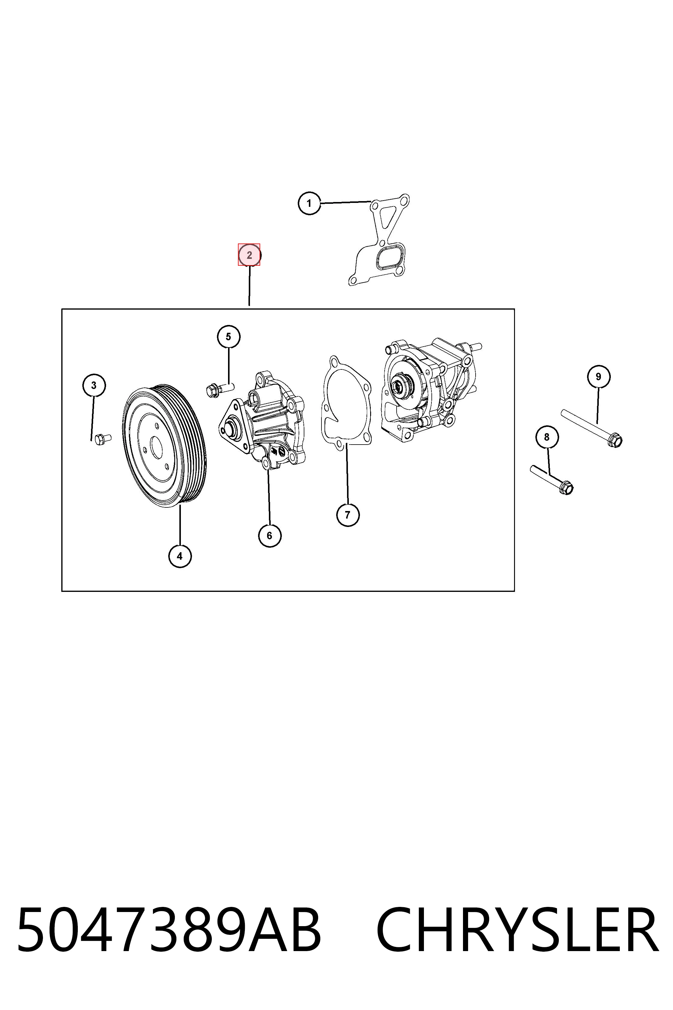 Bomba de água (bomba) de esfriamento K05047389AC Fiat/Alfa/Lancia