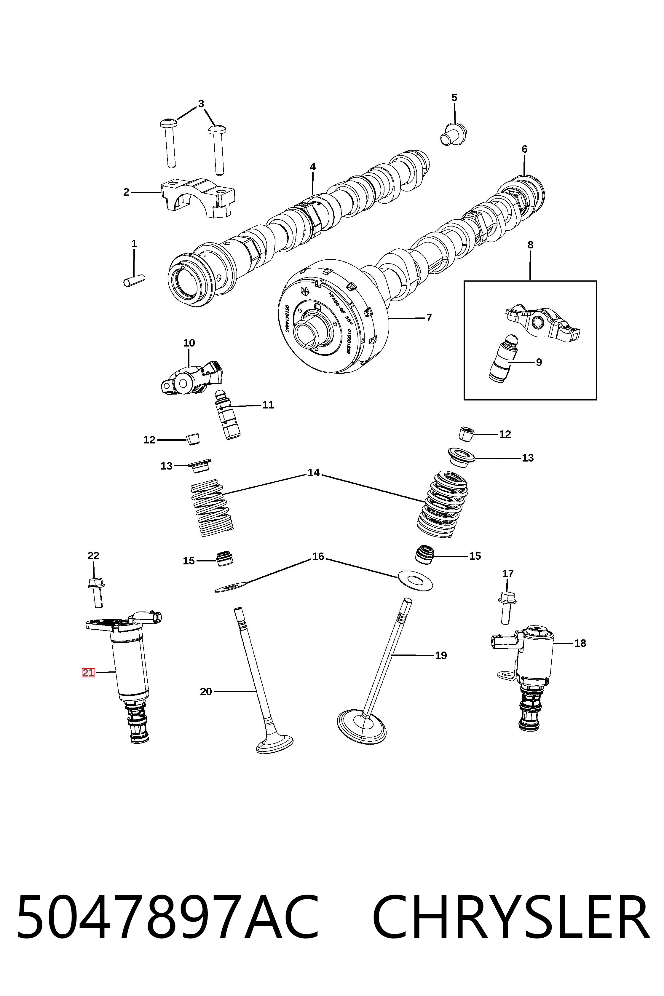 5047897AC Chrysler Válvula eletromagnética de posição (de fases) da árvore distribuidora
