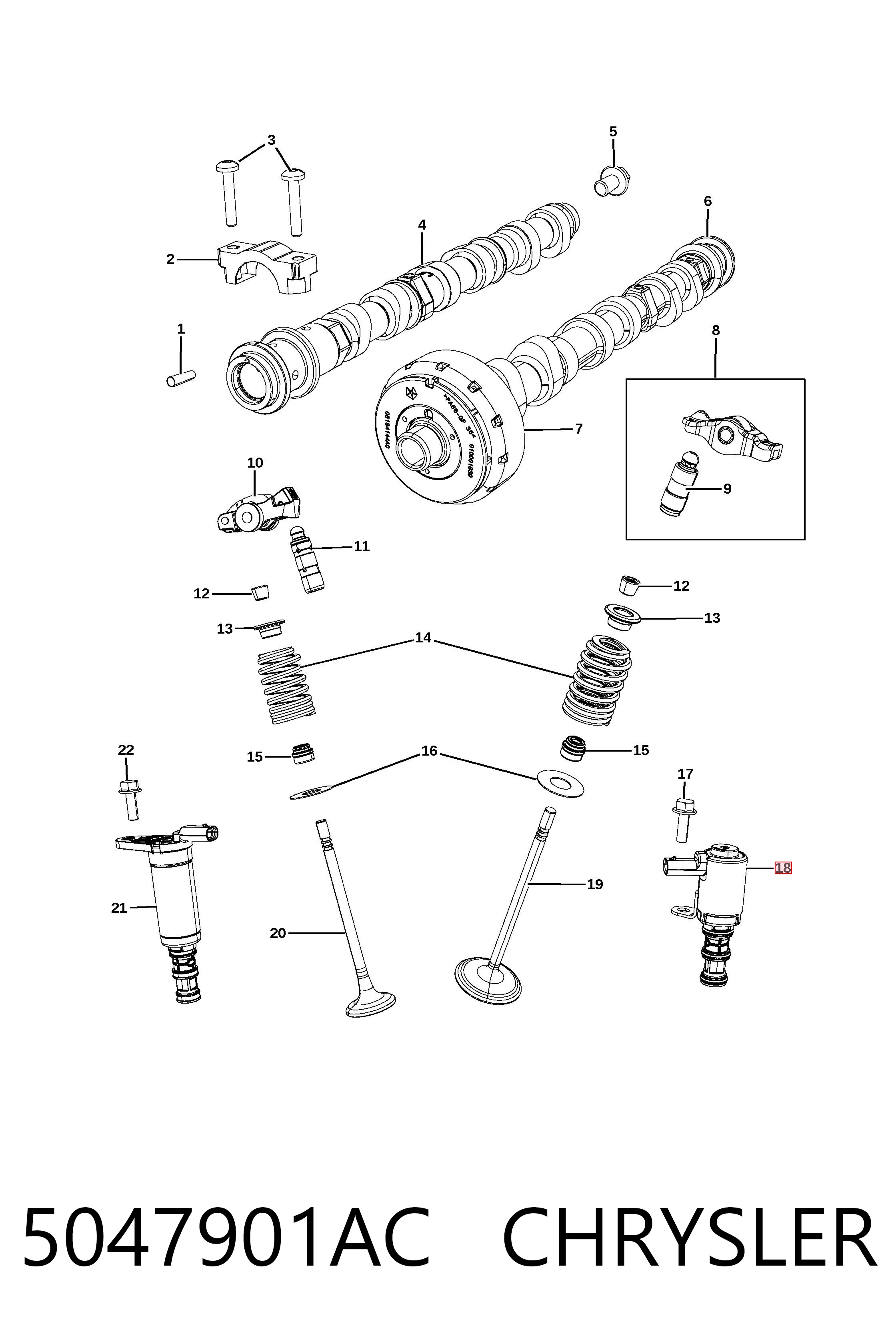 5047901AC Chrysler Válvula eletromagnética de posição (de fases) da árvore distribuidora
