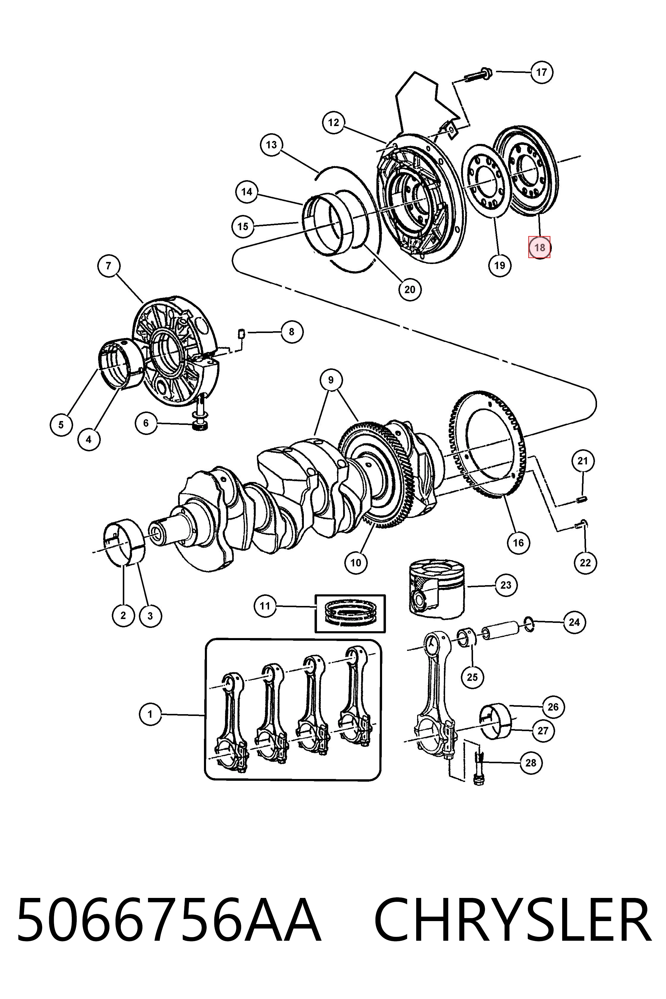 K05066756AA Fiat/Alfa/Lancia Vedação traseira de cambota de motor