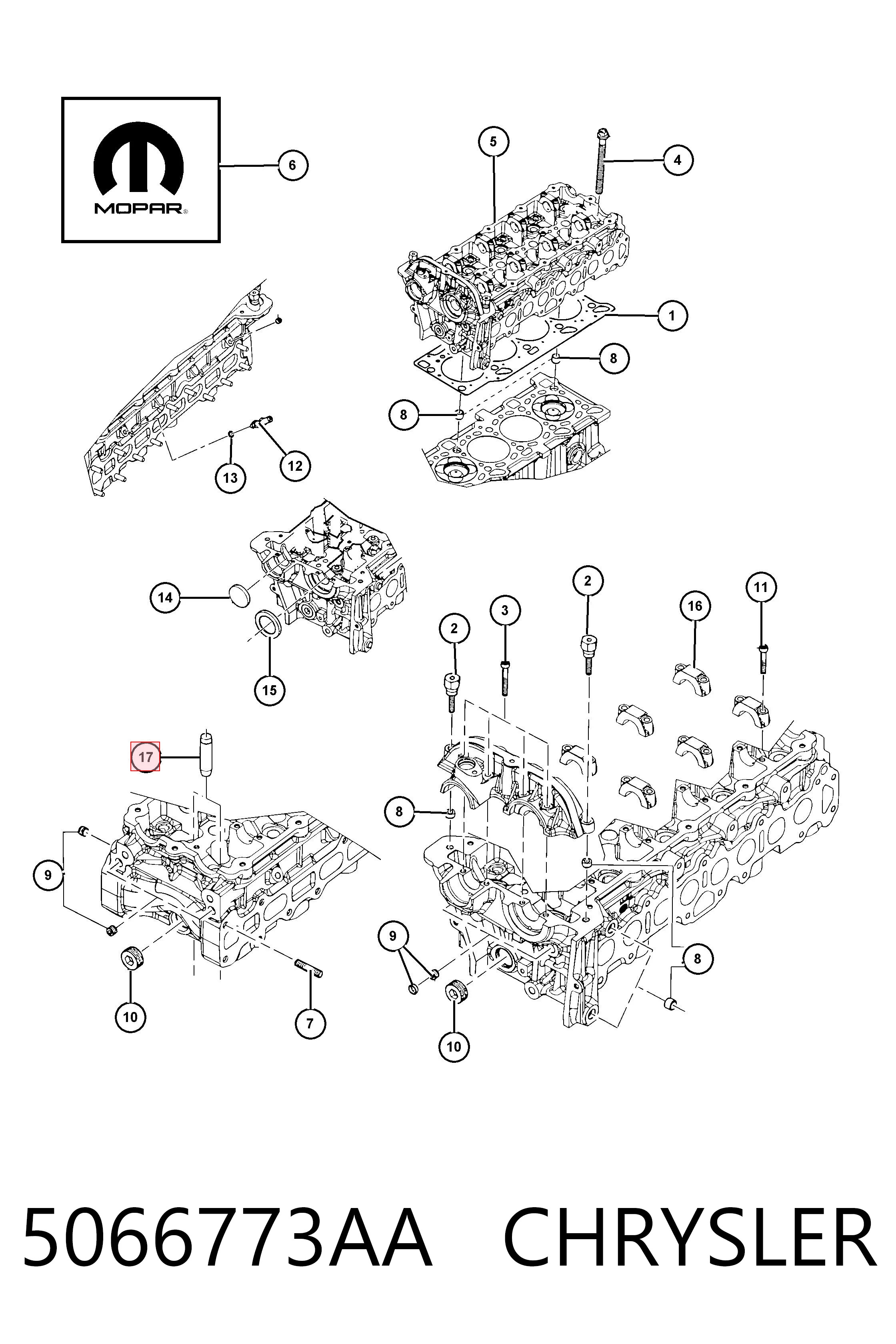 5066773AA Chrysler Guia de válvula