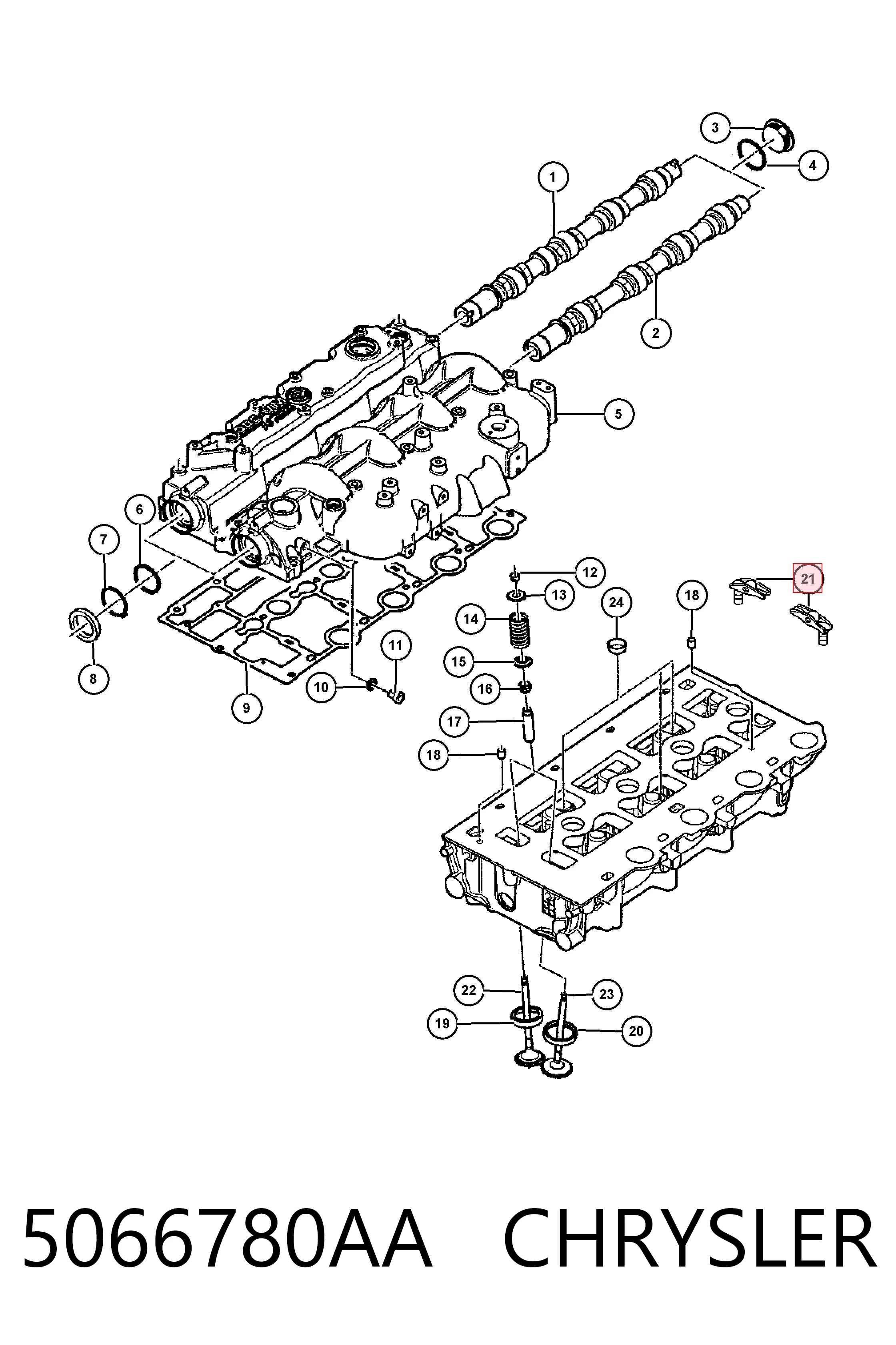 5066780AA Chrysler Balanceiro de válvula (balanceiro de válvulas)