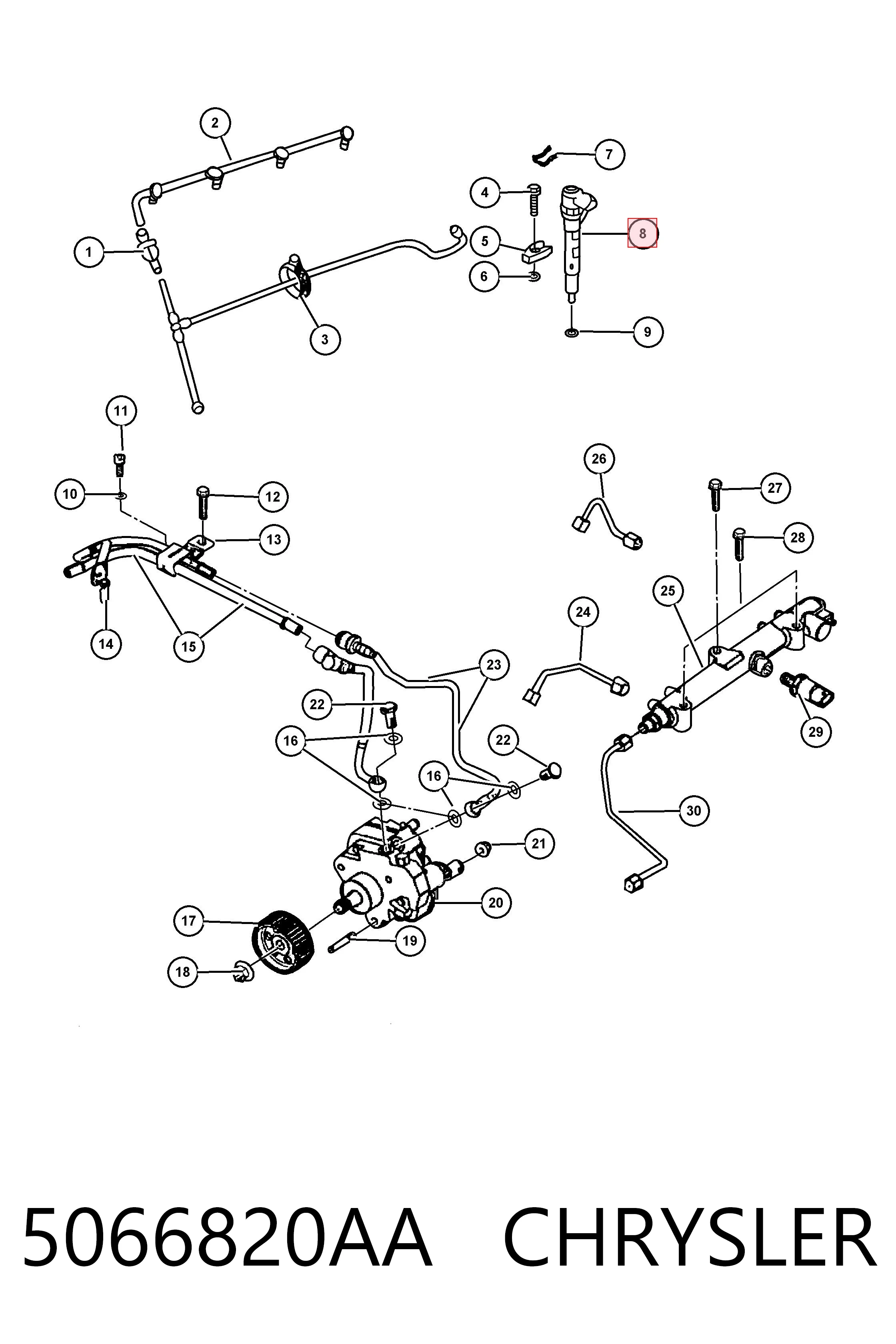 5066820AA Chrysler Injetor de injeção de combustível