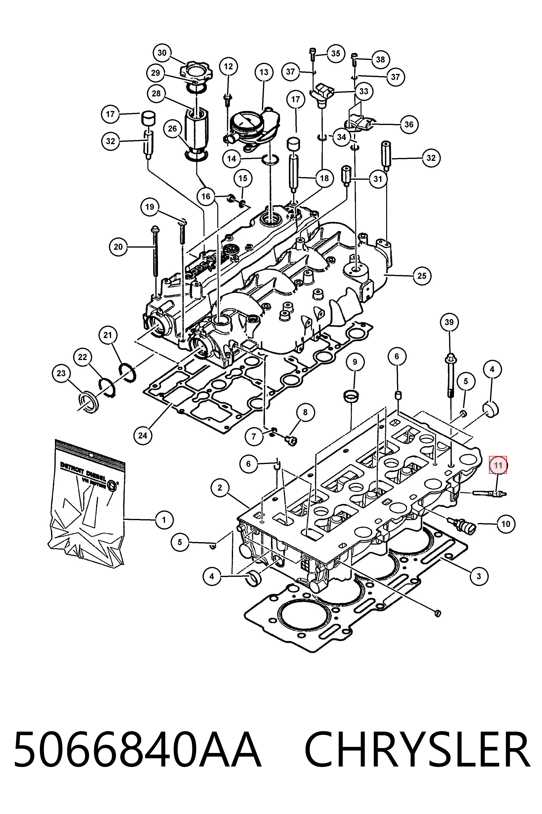 5066840AA Chrysler Vela de incandescência