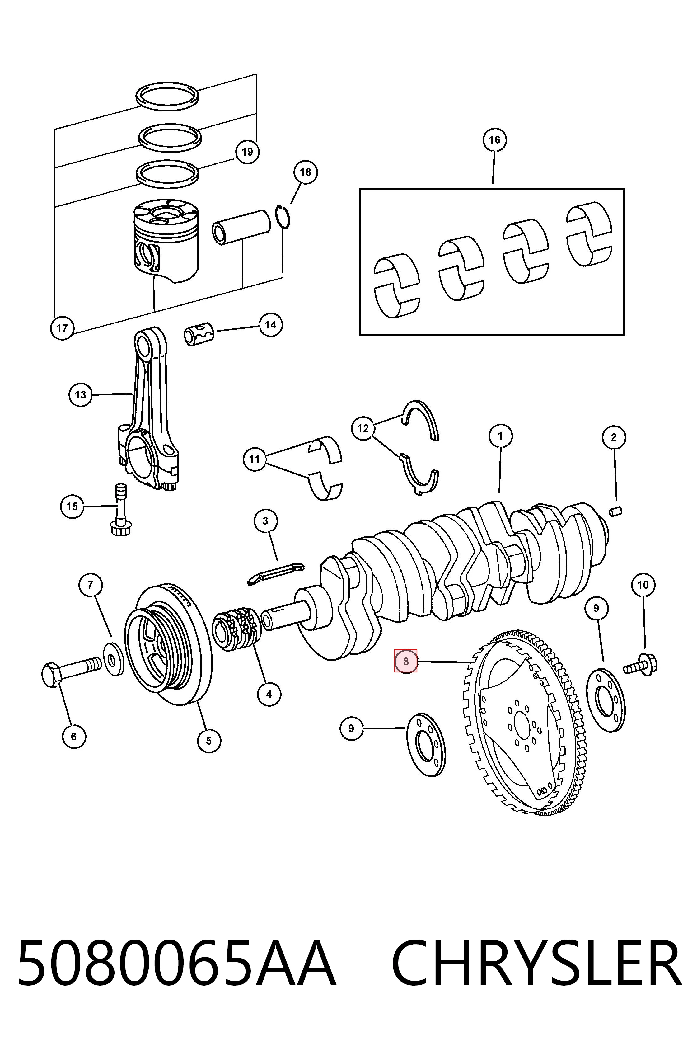 K05080065AA Fiat/Alfa/Lancia Volante de motor