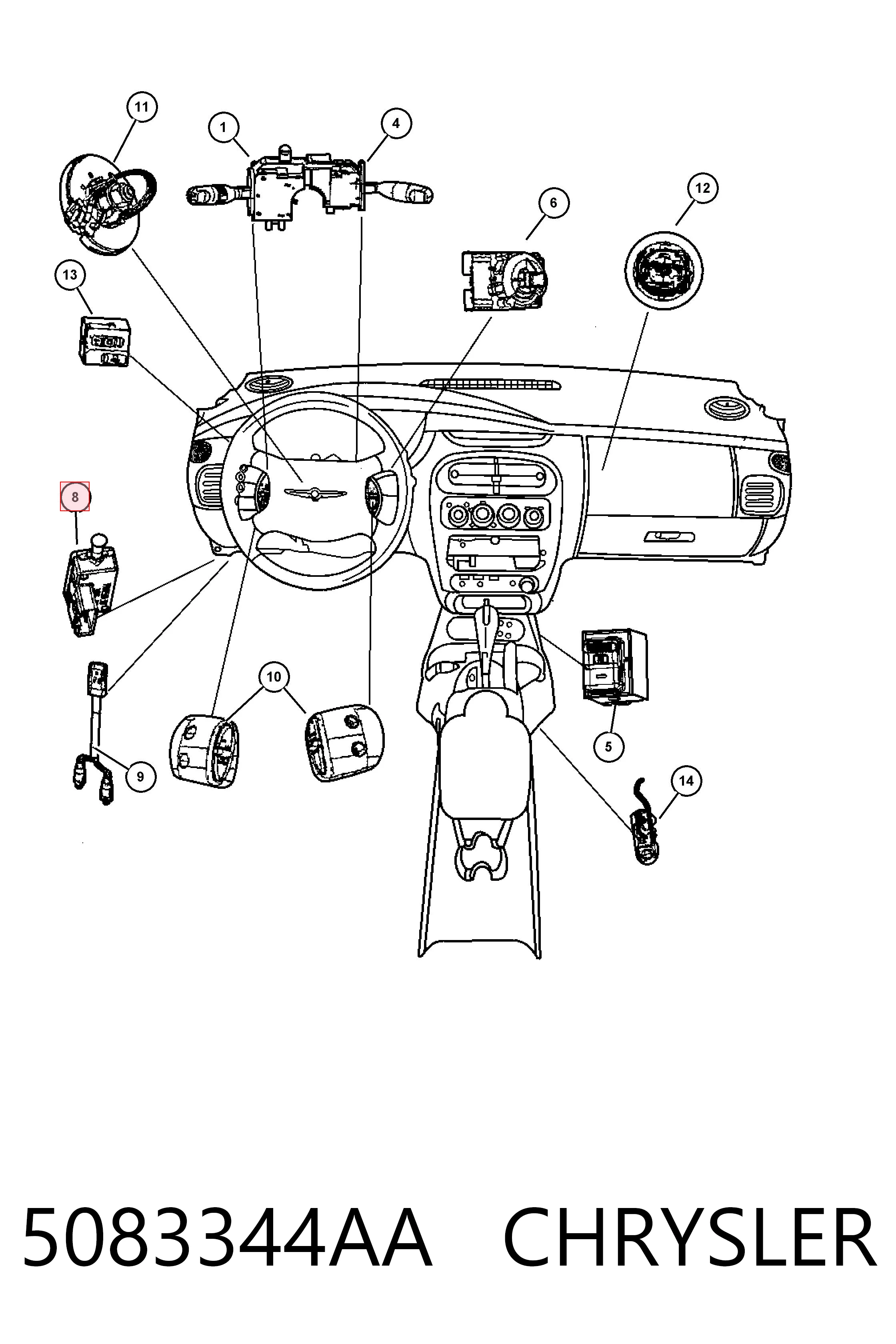 5083344AA Chrysler Sensor de ativação do sinal de parada