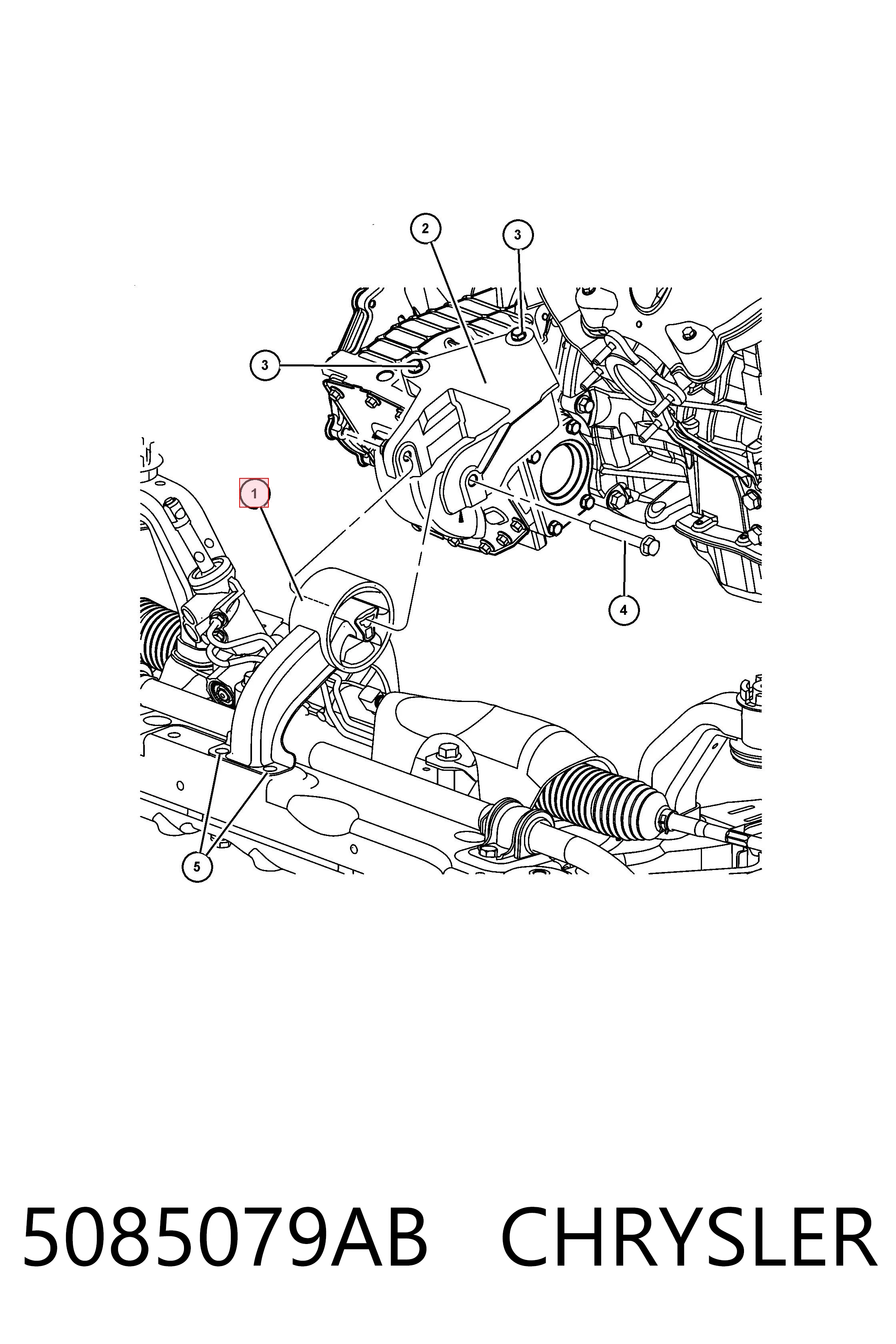 5085079AB Chrysler Coxim (suporte) traseiro de motor