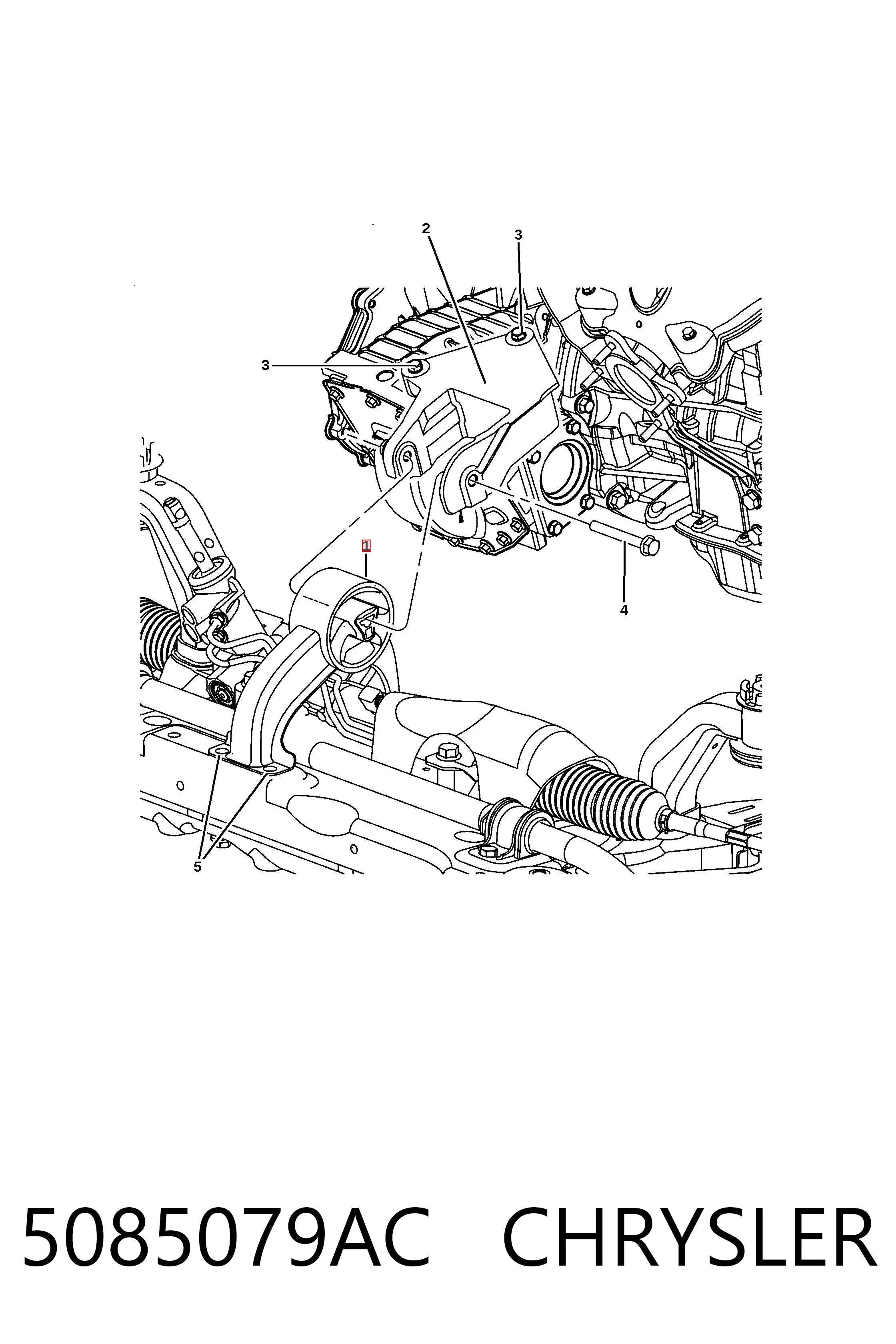 5085079AC Chrysler Coxim (suporte) traseiro de motor