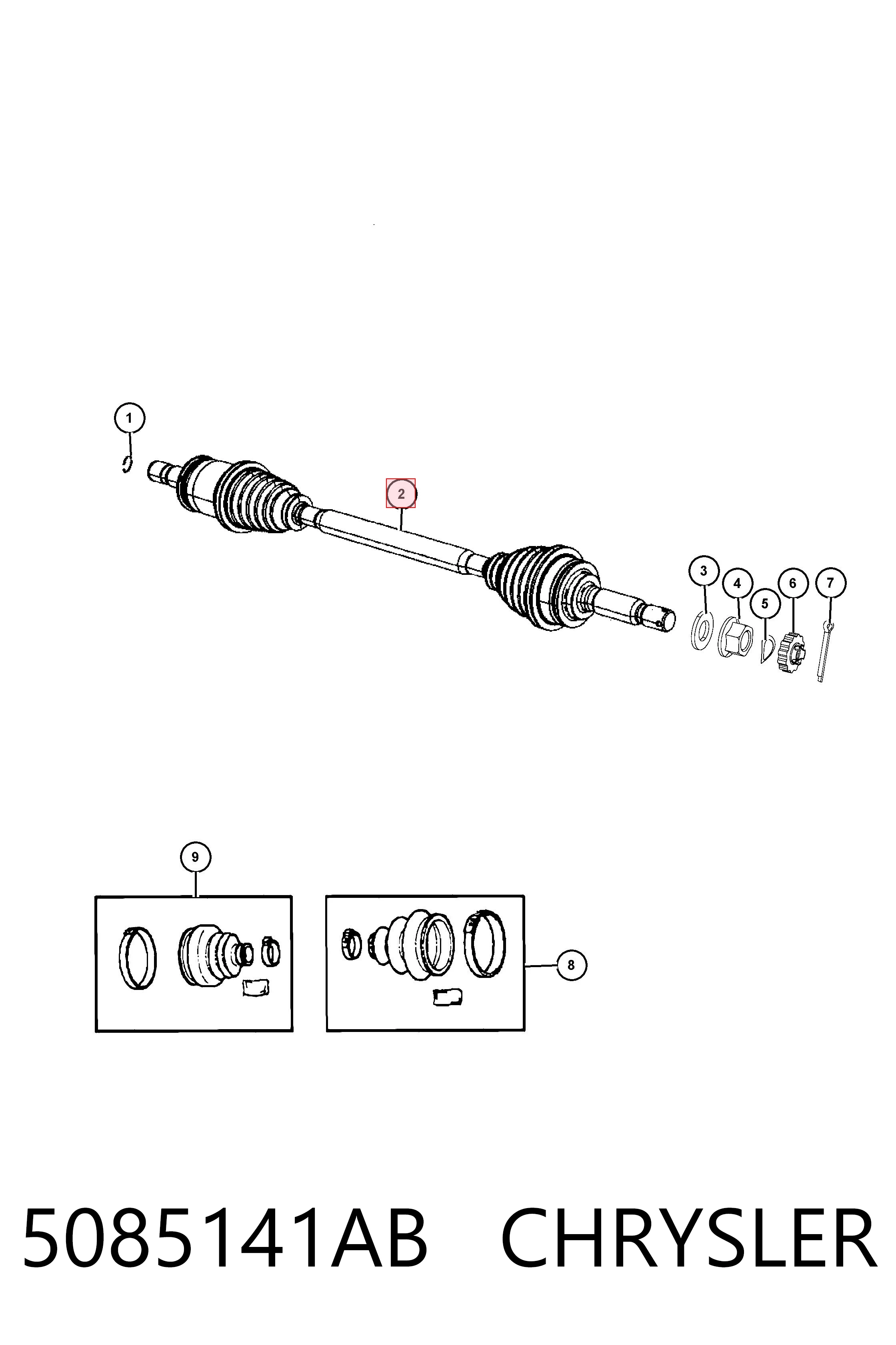K05085141AB Fiat/Alfa/Lancia Semieixo traseiro esquerdo