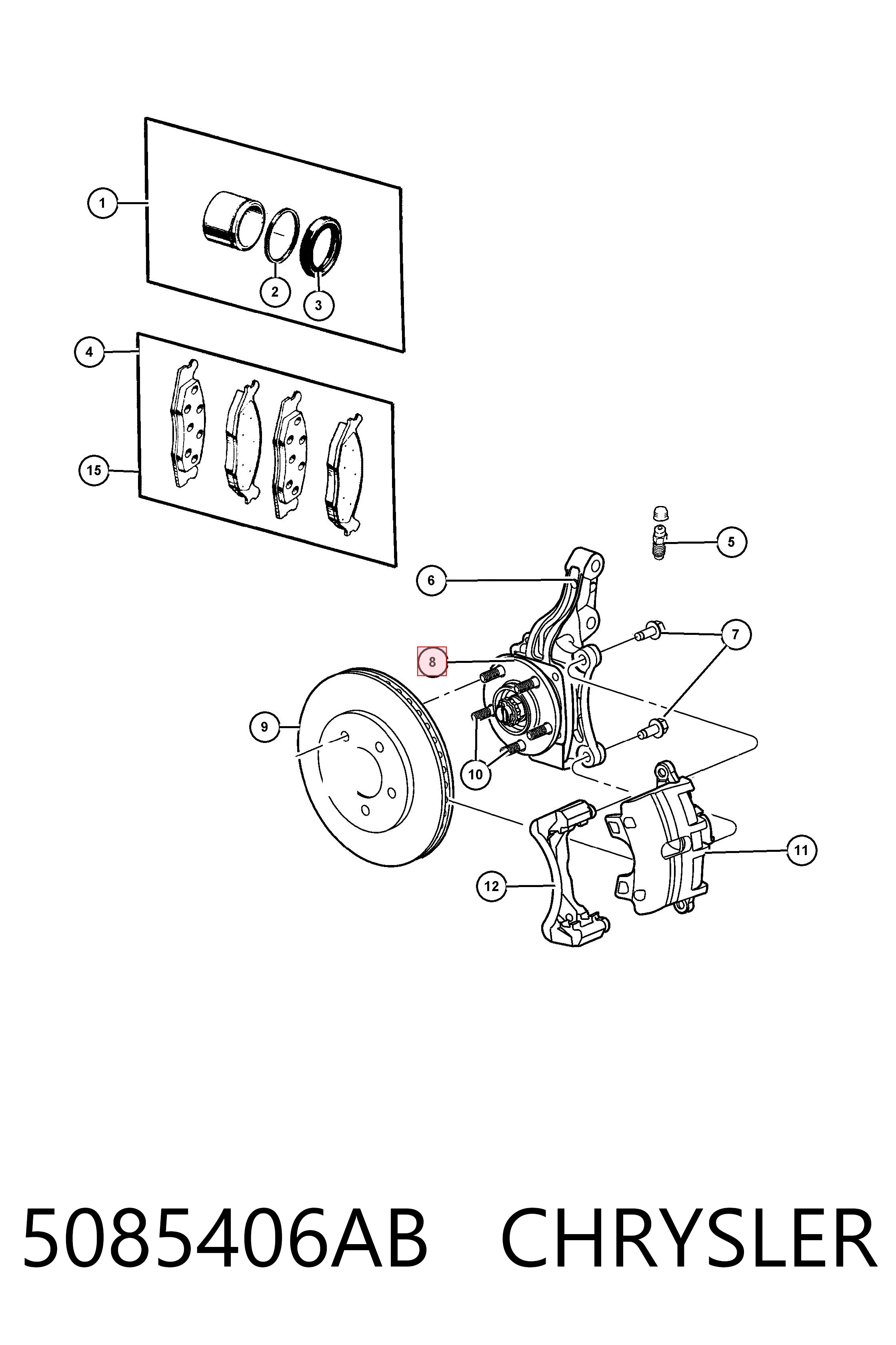 5085406AB Chrysler Cubo dianteiro