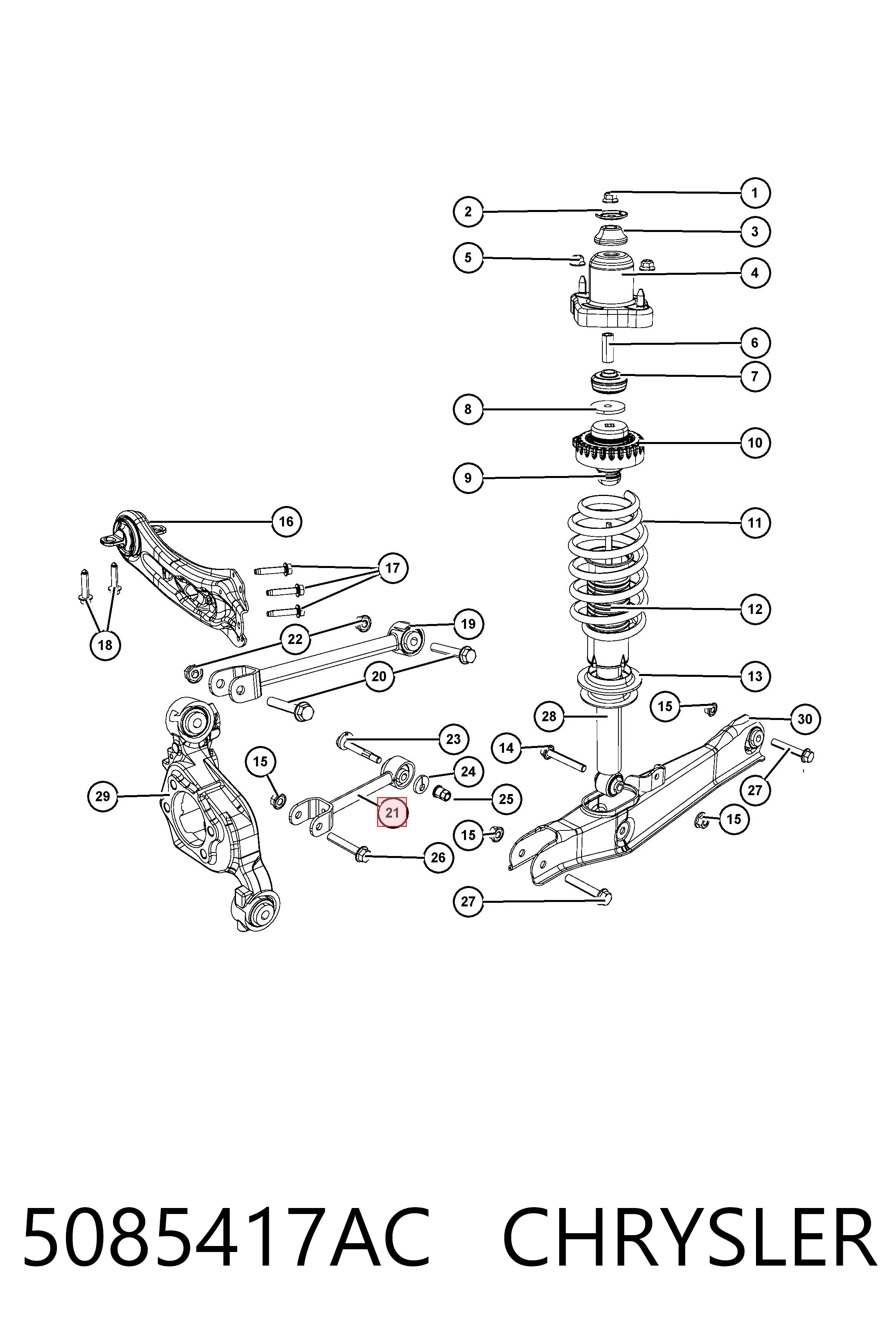 Braço oscilante de suspensão traseira transversal Fiat/Alfa/Lancia K05085417AC preço, a partir de 24,24 USD