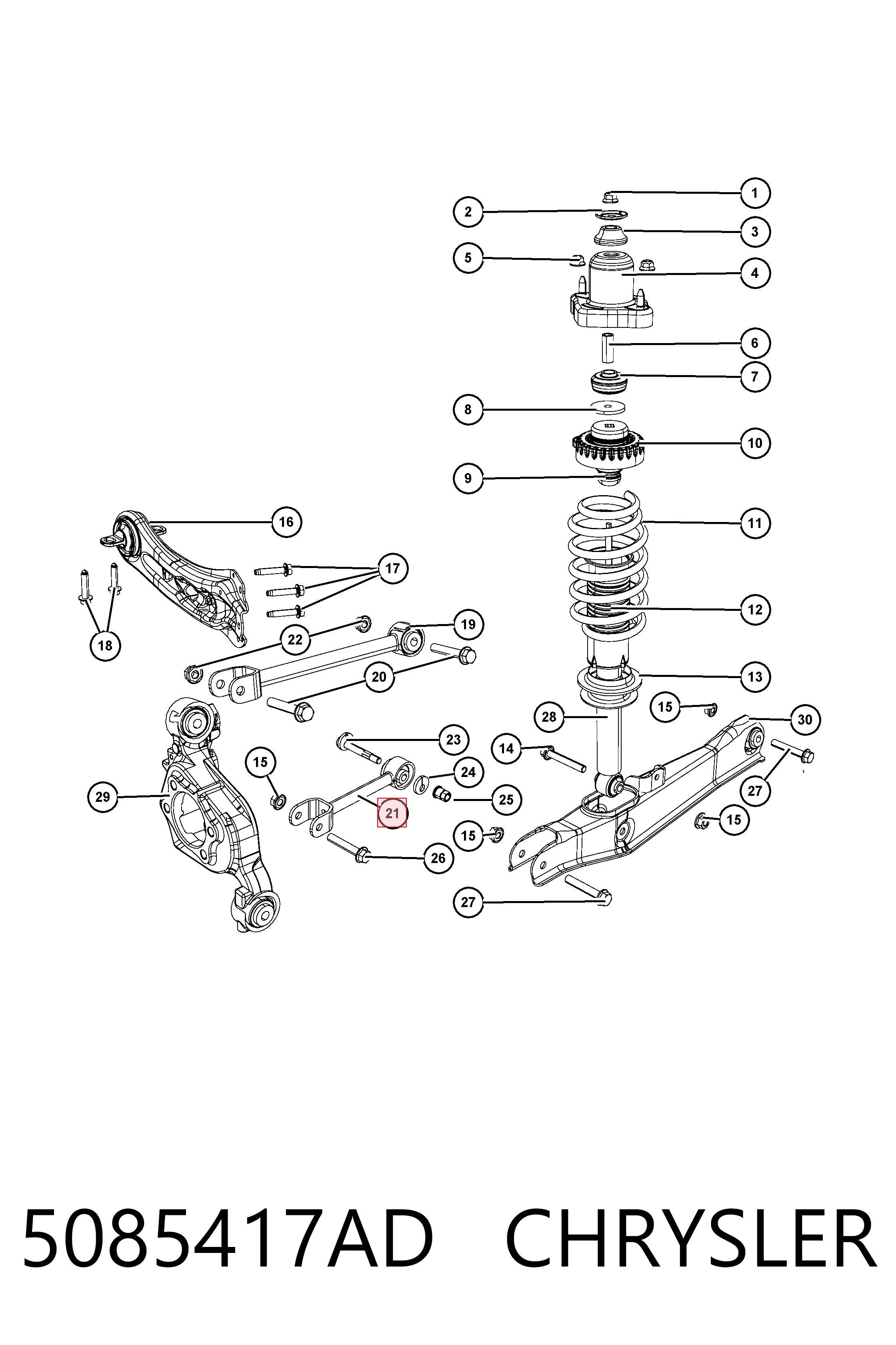 Compre K05085417AC Fiat/Alfa/Lancia Braço oscilante de suspensão traseira transversal