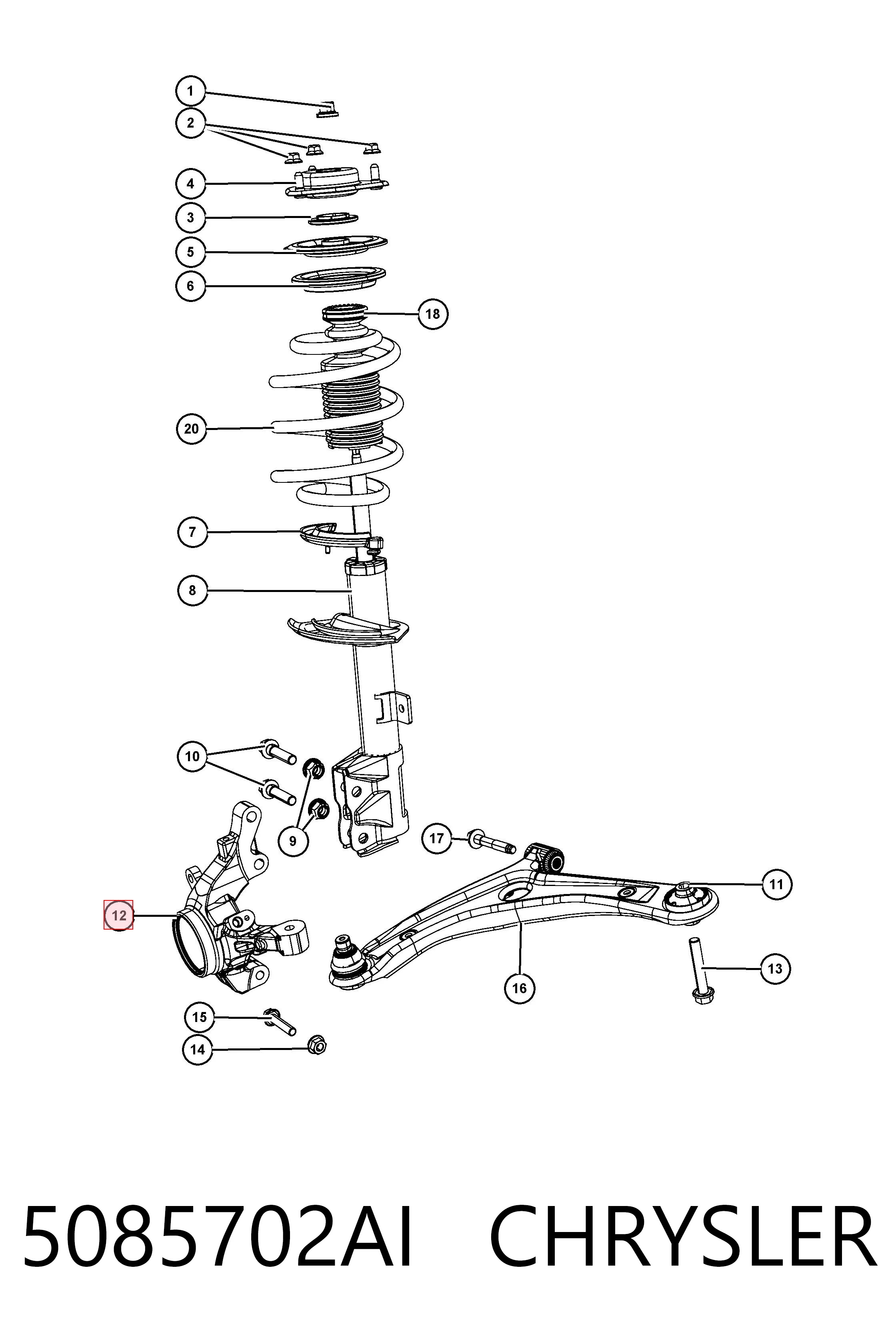 Pino moente (extremidade do eixo) dianteiro direito Fiat/Alfa/Lancia K05085702AJ preço, a partir de 76,88 USD